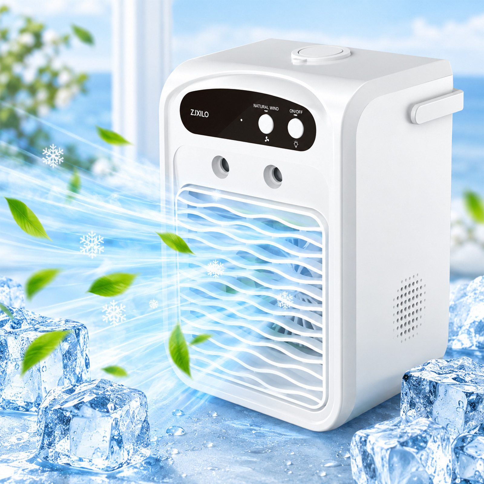 MOPUEA Standventilator Standventilator & mobile Klimaanlage 2in1 1000ml USB leise, 1000ml Tank, leise, USB, tragbar, 2in1 Kühlung & Befeuchtung