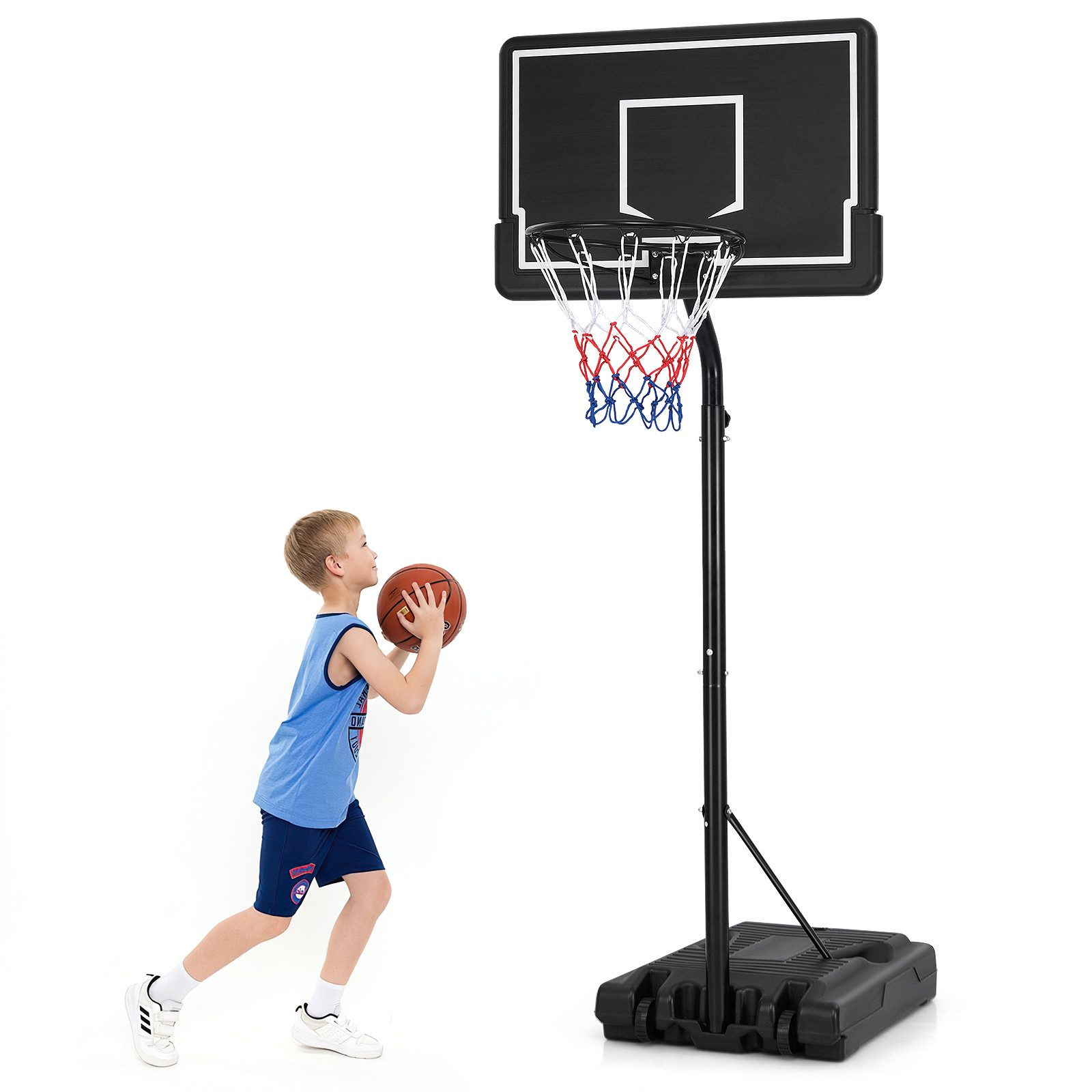 COSTWAY Basketballständer, Basketballkorb 210-260cm höhenverstellbar