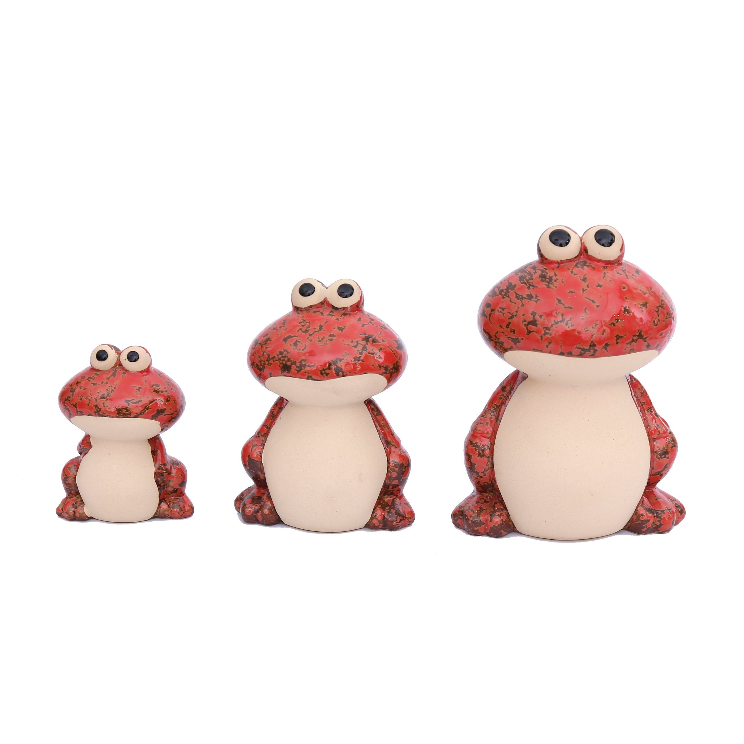 Flanacom Dekofigur Froschfamilie - Set Figuren Keramikskulptur 3-tlg), St., 3 - Wohnaccessoires (Set, 3er niedliche