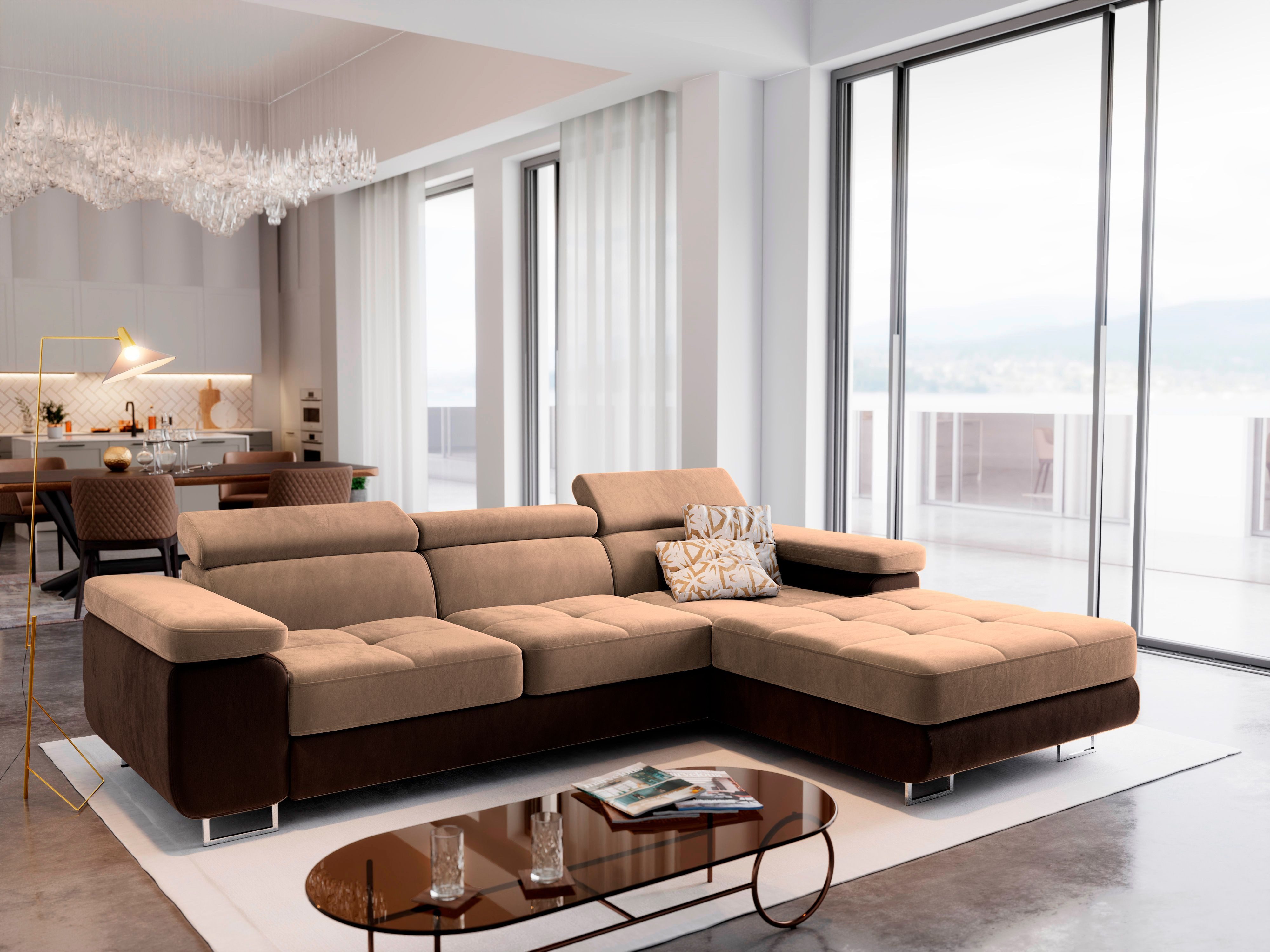 Masseno Ecksofa ELMA mit Schlaffunktion L-Form, Sofa mit Bettkasten günstig online kaufen