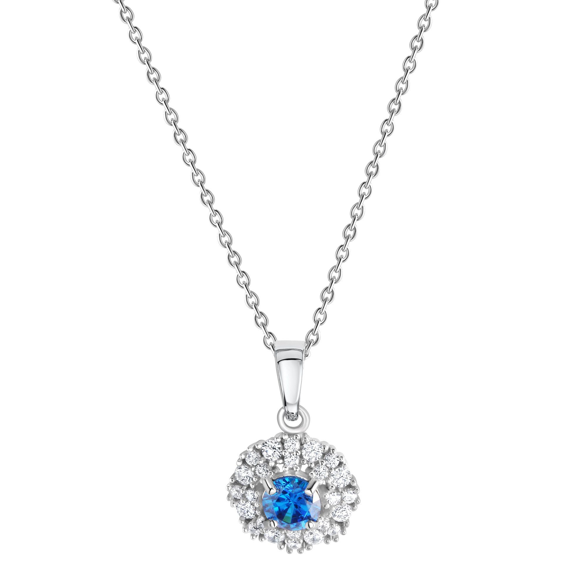 Kette mit Anhänger 925-Sterling Silber rhodiniert Zirkonia