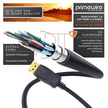 Primewire Audio- & Video-Kabel, DisplayPort, HDMI Typ A (100 cm), DisplayPort auf HDMI Konverterkabel Adapterkabel 4K 3840 x 2160 - 1m