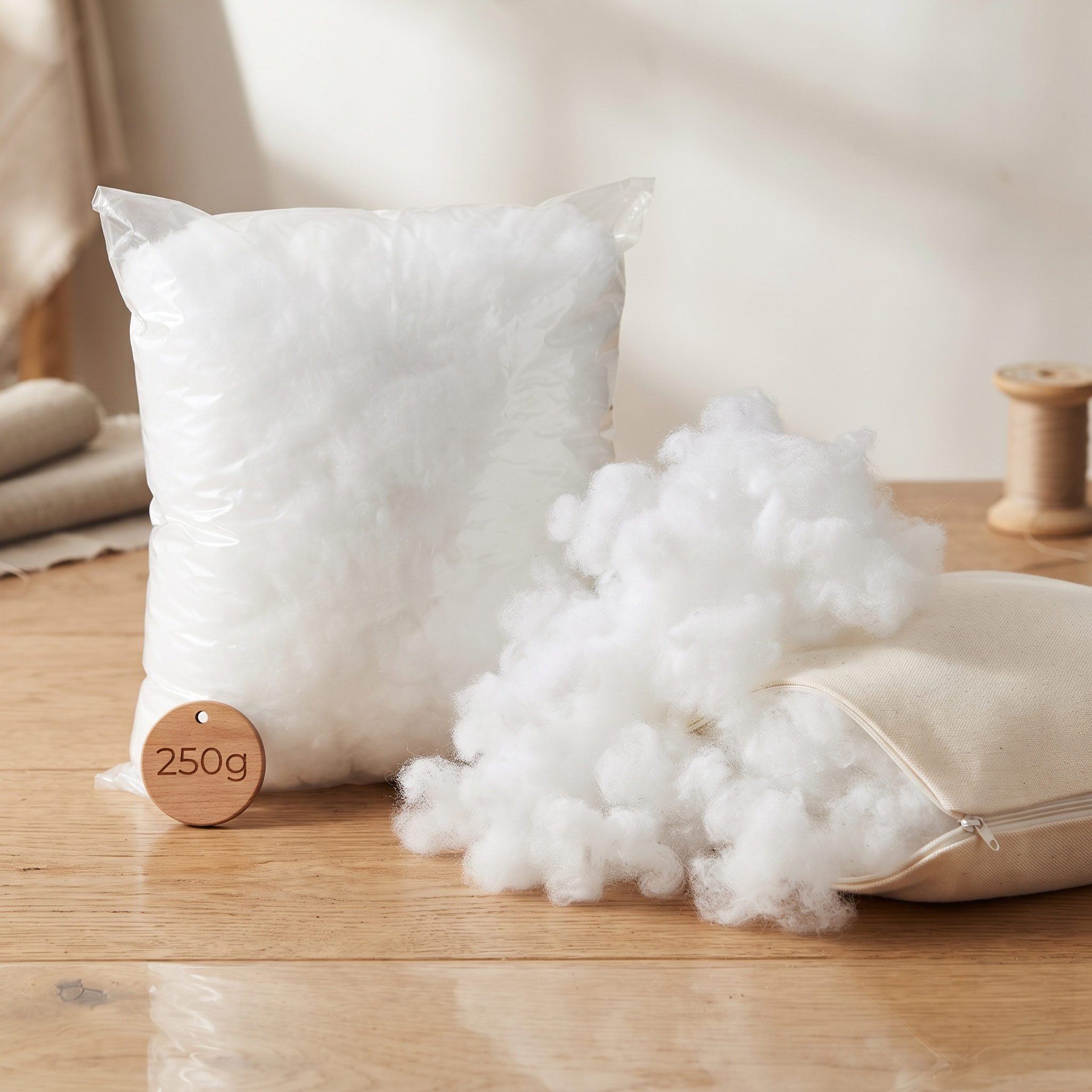 VLNIKA Bastelnaturmaterial 250g Füllwatte Füllmaterial Polyester für Kissen Stofftiere, (250g Packung)
