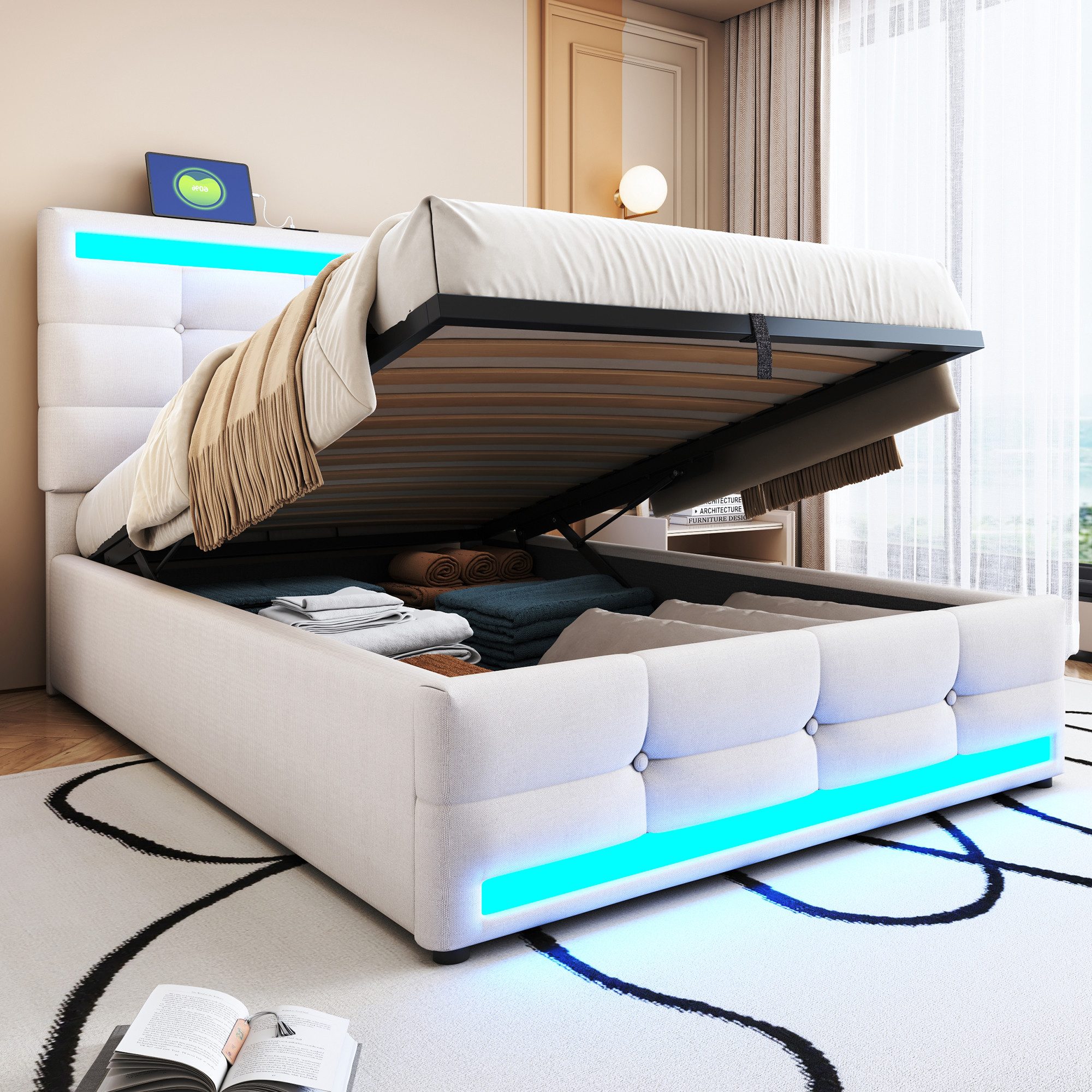 STILVORA Polsterbett 90×200 mit Stauraum,Kinderbett mit günstig online kaufen