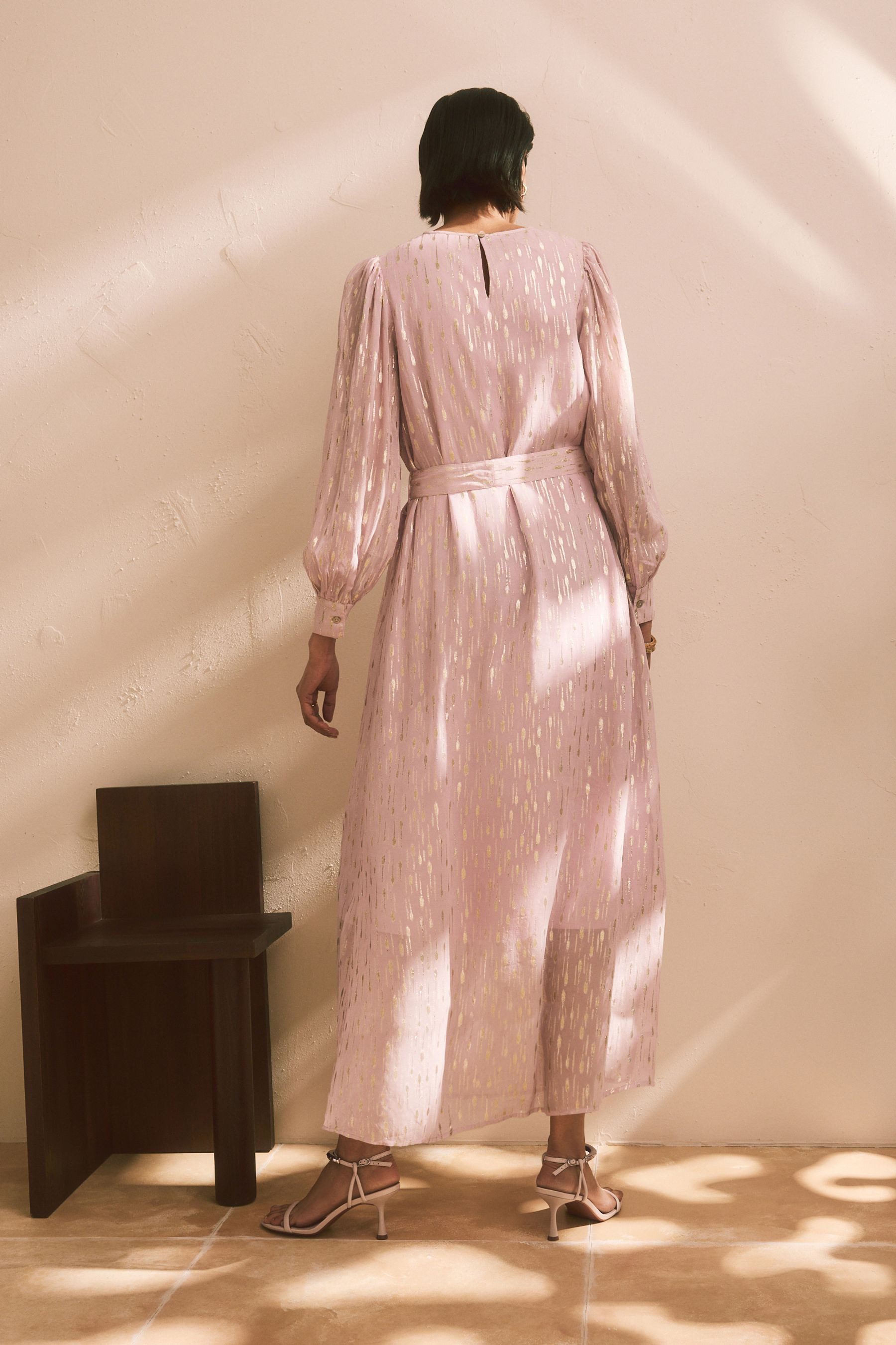 Next Maxikleid Langarm-Maxikleid mit Bindegürtel (1-tlg) günstig online kaufen