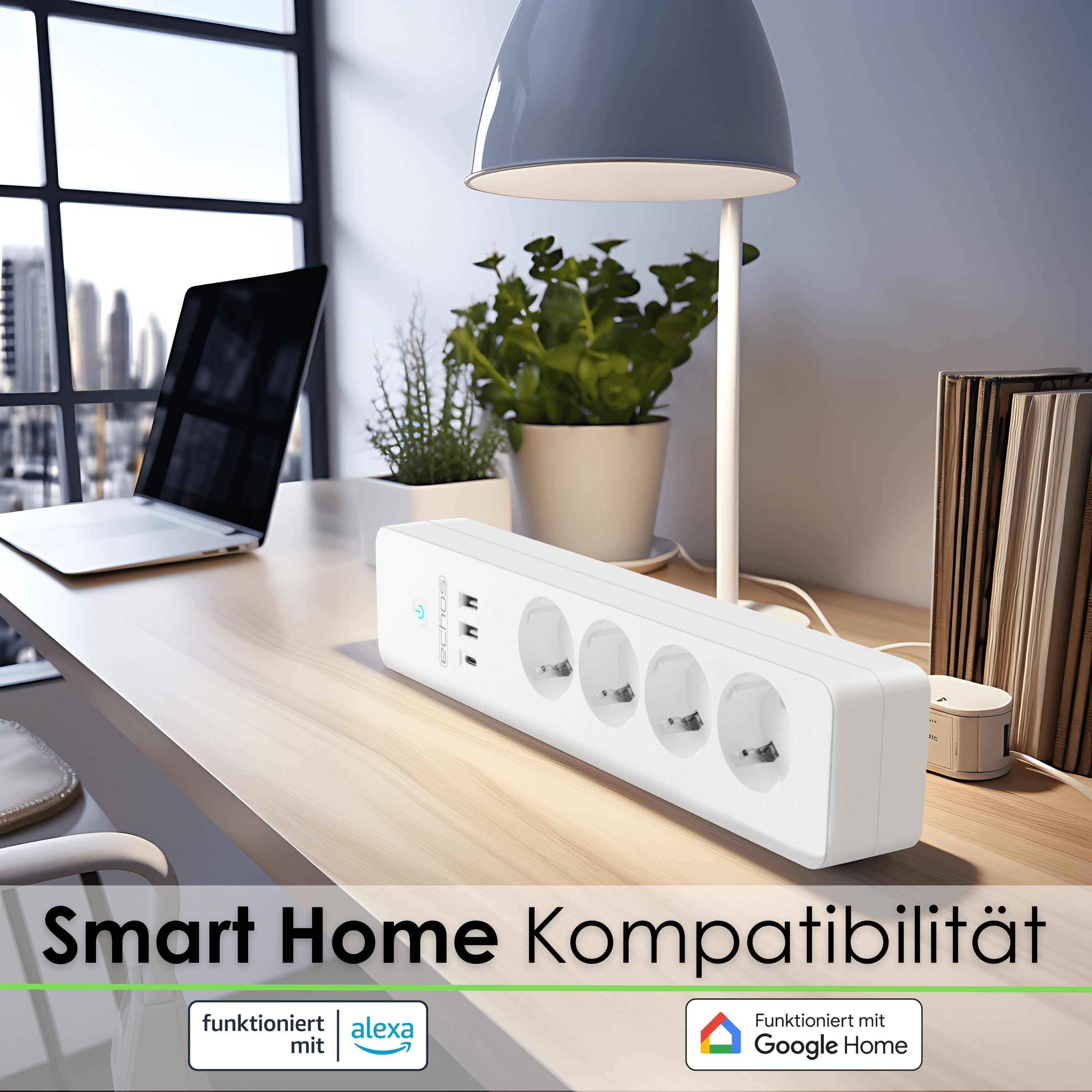 echos WLAN-Steckdose Eco-4130, max. 3680 W, Packung, 1-St., Steuerung per App, Alexa/Google kompatibel, Max. 16A, 2.0 Meter Kabel