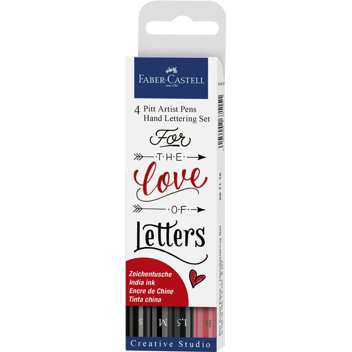 Faber-Castell Künstlerstift Faber-Castell Pitt Artist Pen Lettering Tintenschreiber - 4er Etui