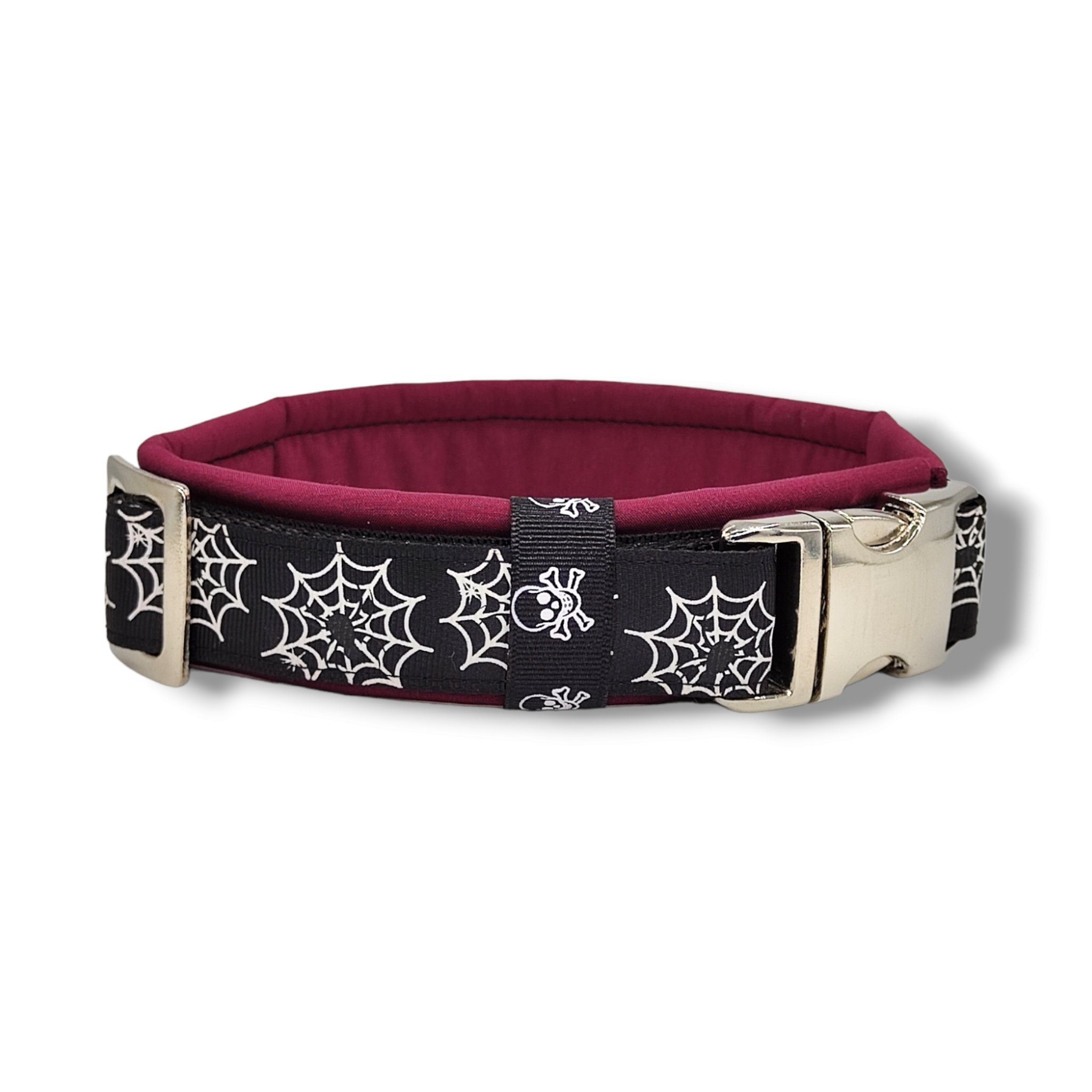 D by E Couture Hunde-Halsband "Spiderweb", gepolstert, verstellbar, 40mm breit, Handmade