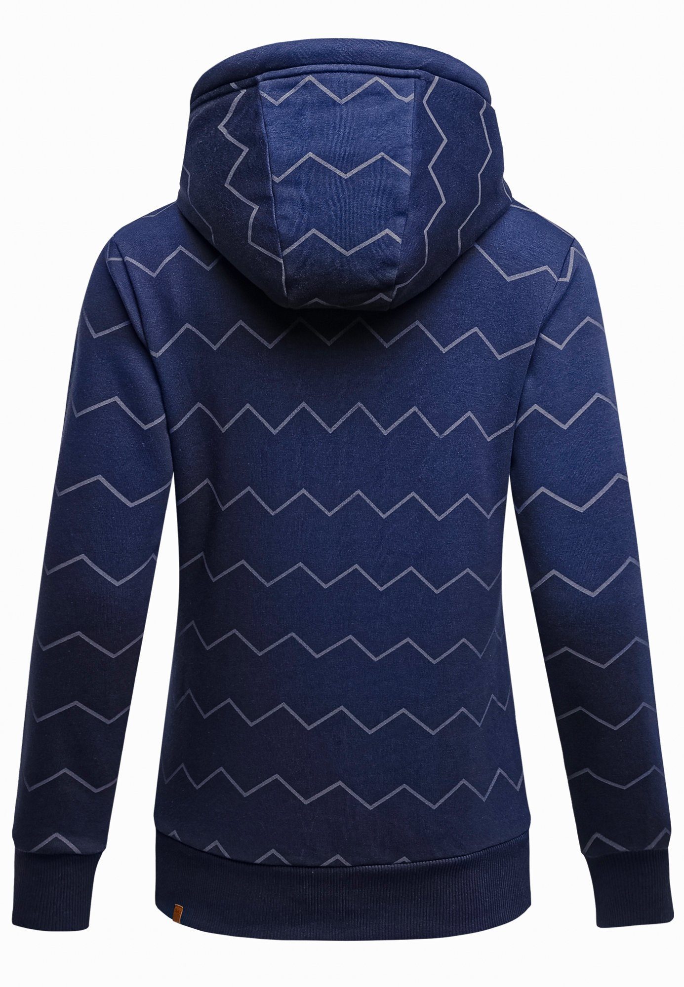 REPUBLIX Kapuzenpullover JULIET Damen Pullover Navyblau Hoodie Print Sweatjacke Kapuzenpullover