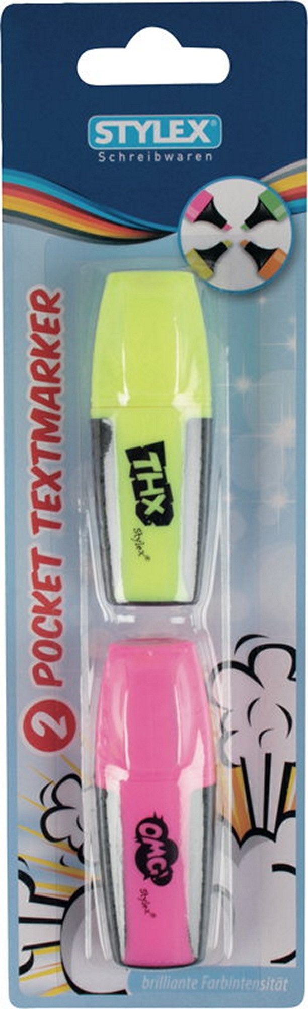 Stylex Schreibwaren Marker 2 Mini Textmarker / Farbe: je 1x pink + gelb