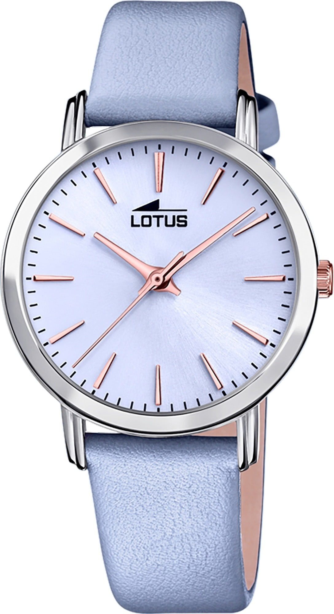 Lotus Quarzuhr Lotus Damen Armbanduhr Trendy 18738/3, Damenuhr rund, mittel (ca. 33mm) Lederarmband blau