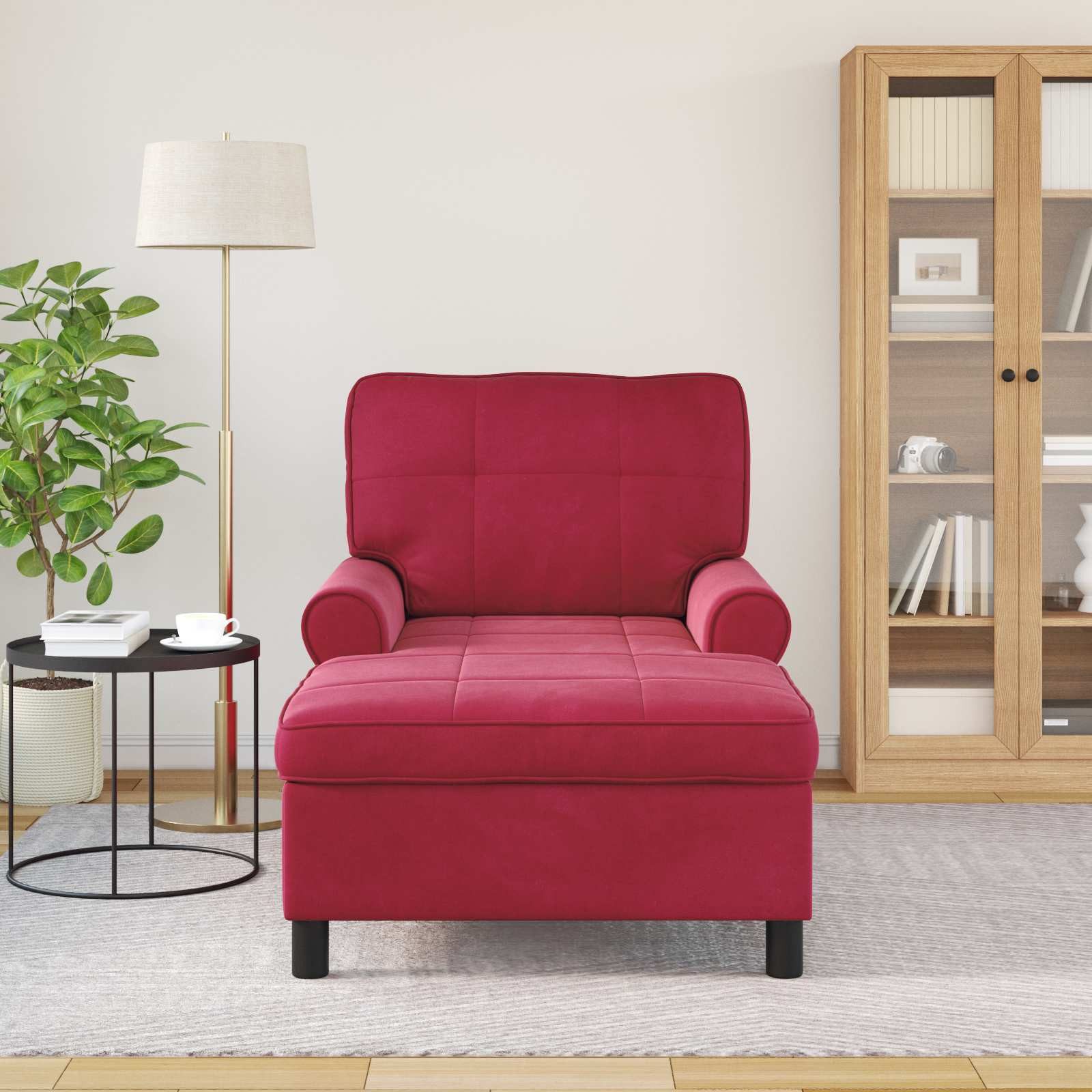 vidaXL Chaiselongue Lounge-Liege mit Kissen Weinrot 91 x 157 x 91 cm Samt, günstig online kaufen
