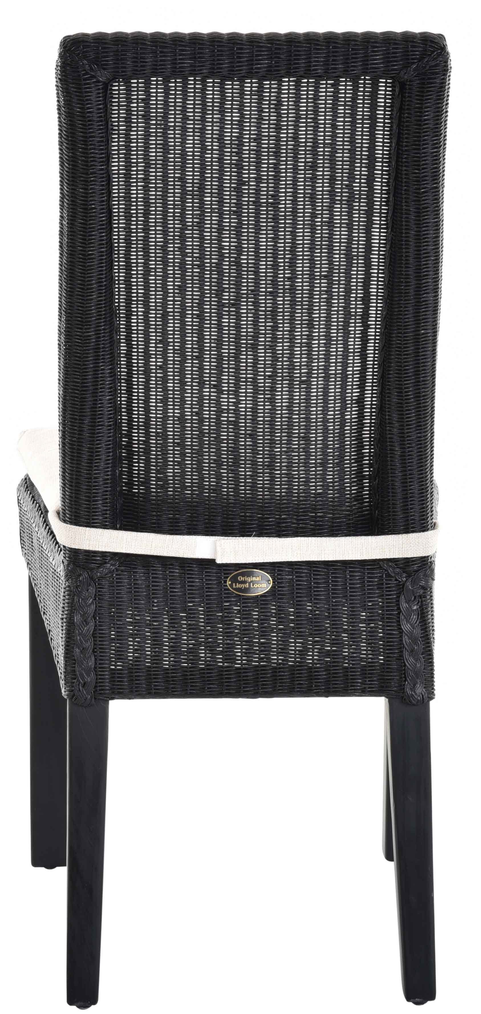 Holzrahmen Loom-Stuhl mit Schwarz Esszimmer Kissen Home Esszimmerstuhl Esszimmerstuhl Küchenstuhl Krines