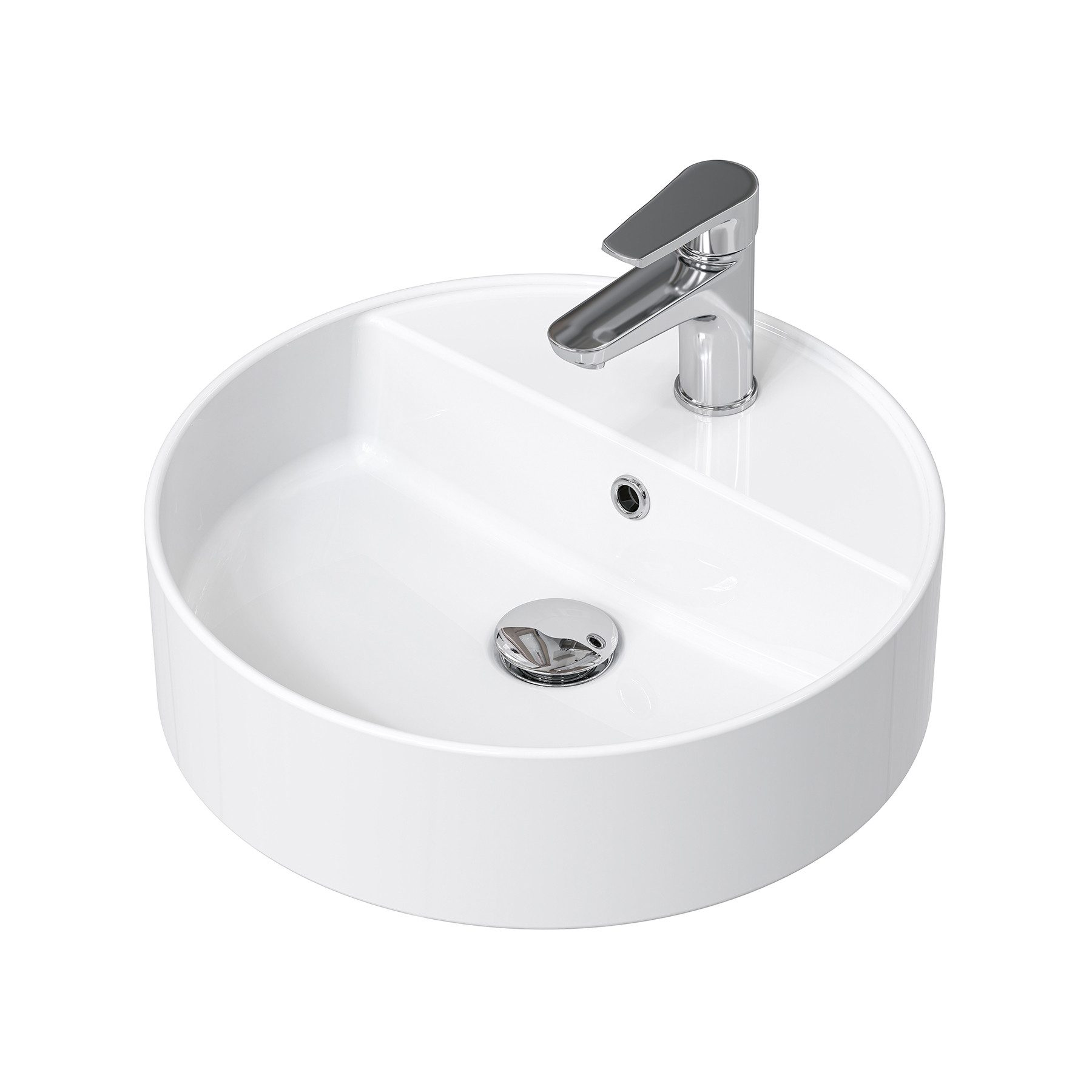 HOROW Aufsatzwaschbecken Waschbecken Klein Oval/Rund Weiß mit Nano für Badezimmer Gäste-WC (Aufsatzbecken, Badezimmer Waschtisch), mit Nano Beschichtung pflegeleichter Oberfläche