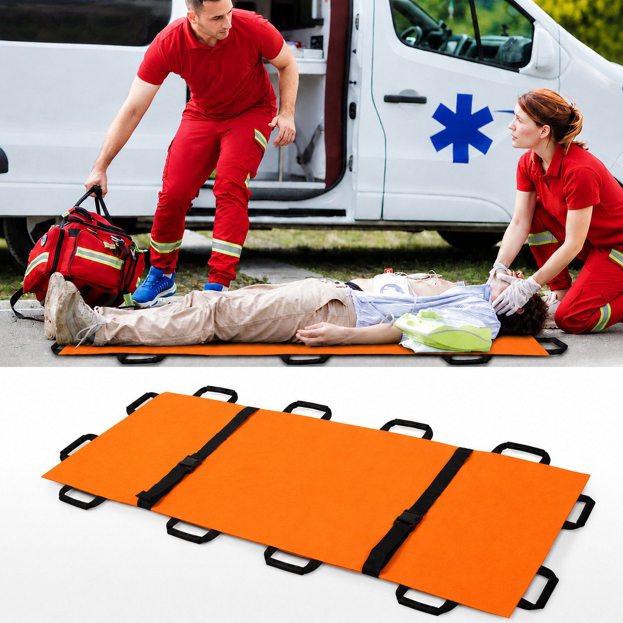 PRIISF Erste-Hilfe-Set Rettungstuch Plane Tragetuch Bergetuch Rettungsdienst Krankentransport, (bis 220 kg Patiententransfer Rettungstuch Gleittuch für Bettlägerige), Transferhilfe 12 Griffen & 2 Fixiergurten wasserdicht wiederverwendbar