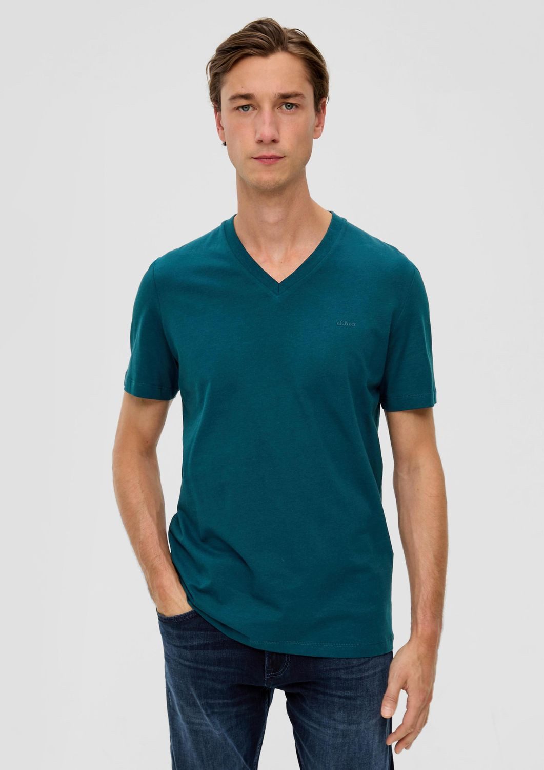 s.Oliver T-Shirt T-Shirt V-Ausschnitt, kurzarm, Baumwolle, einfarbig günstig online kaufen