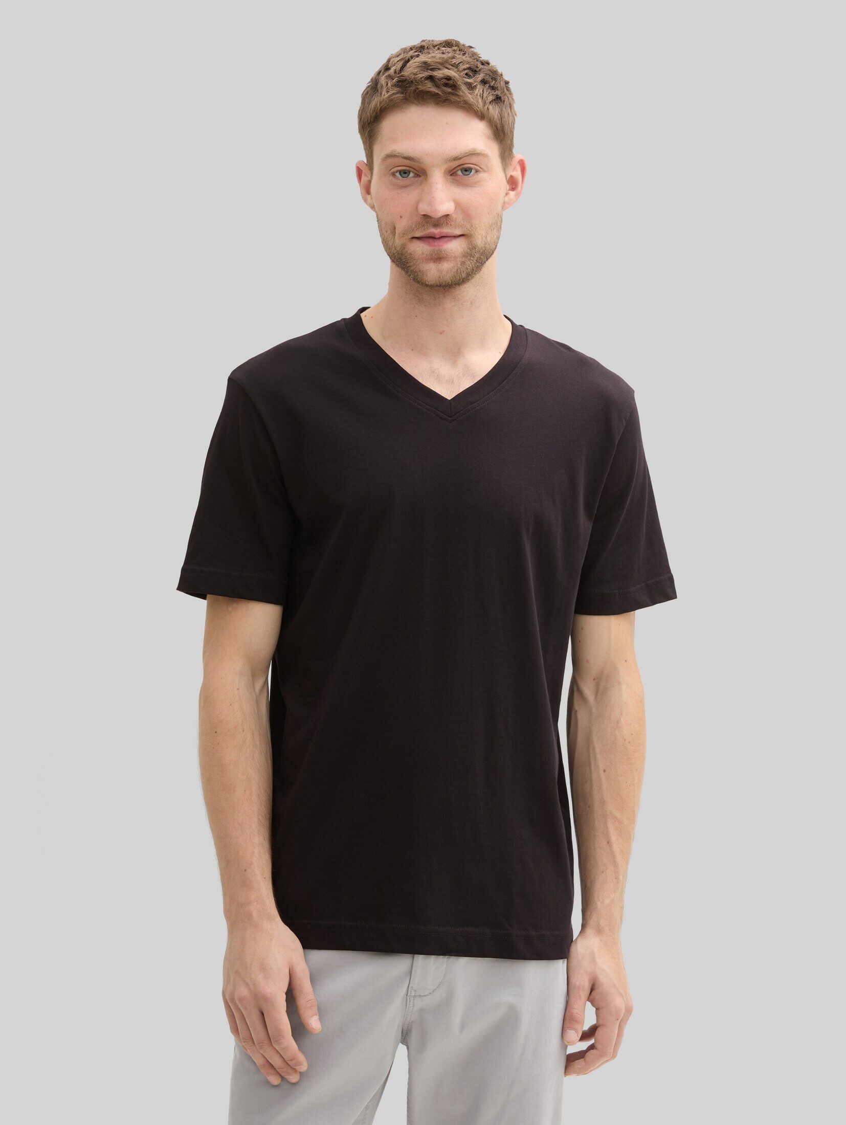 TOM TAILOR T-Shirt T-Shirt Basic T-Shirt im 2er-Pack mit V-Ausschnitt