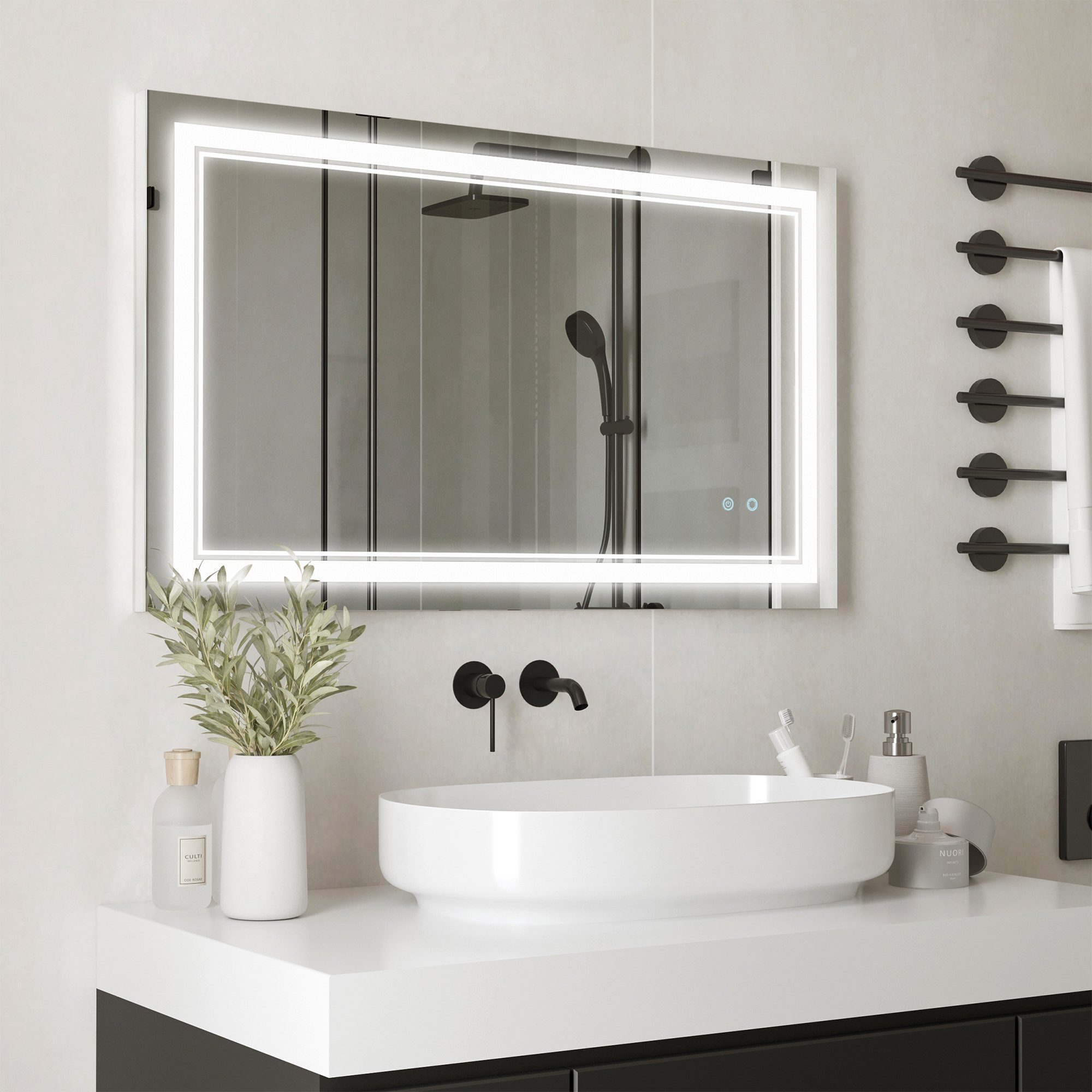 Kleankin Badspiegel x x 1-St., 60 3.2 LED-Spiegel), BxLxH: 100 (Badezimmerspiegel, cm Wandspiegel
