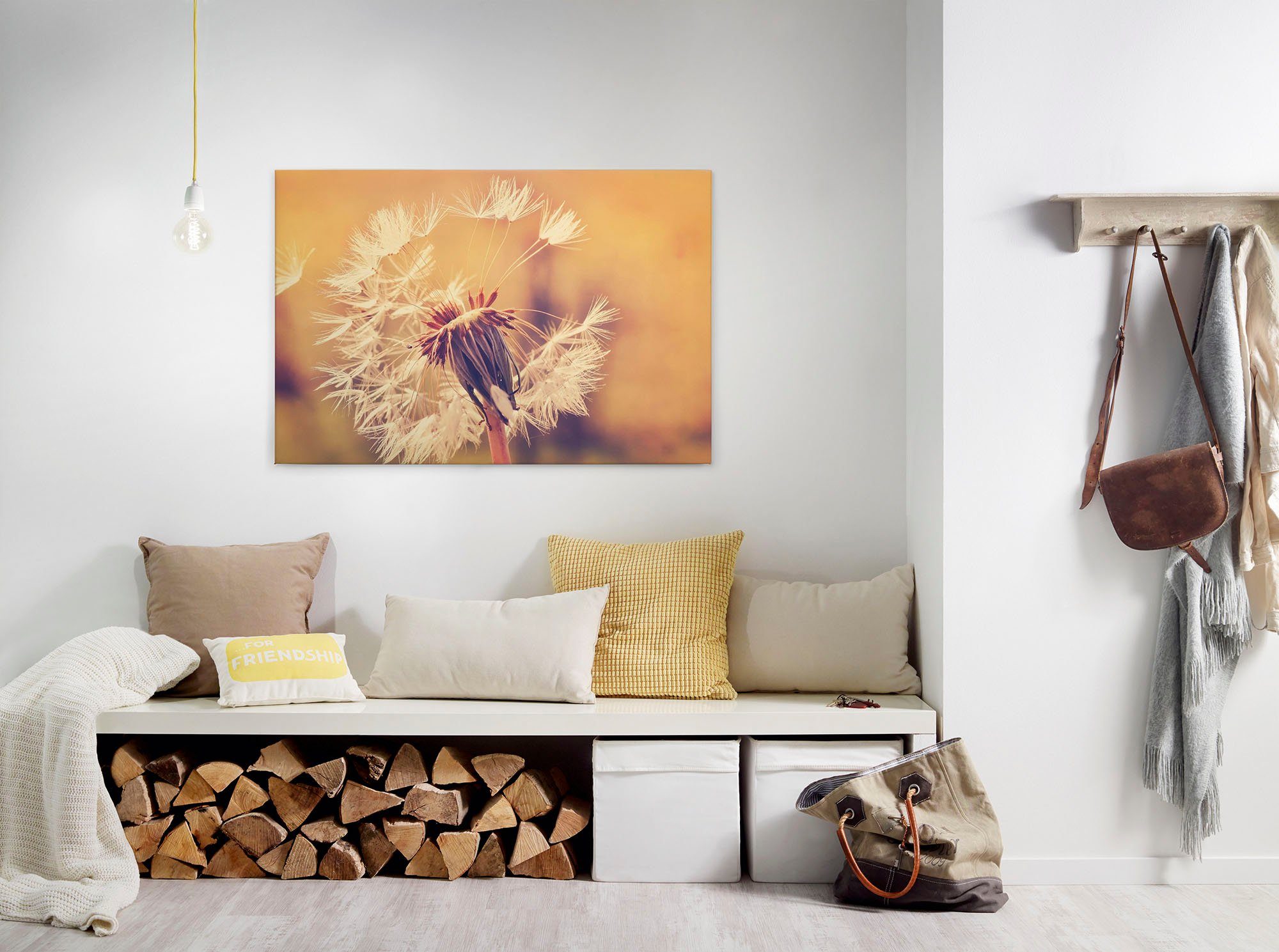 A.S. Création Leinwandbild Dandelion, Gemälde, Kinder, Kunst (1 St), Pusteblume Keilrahmen Leinwand-Bild Wohnzimmer modern Wandbild Kinder