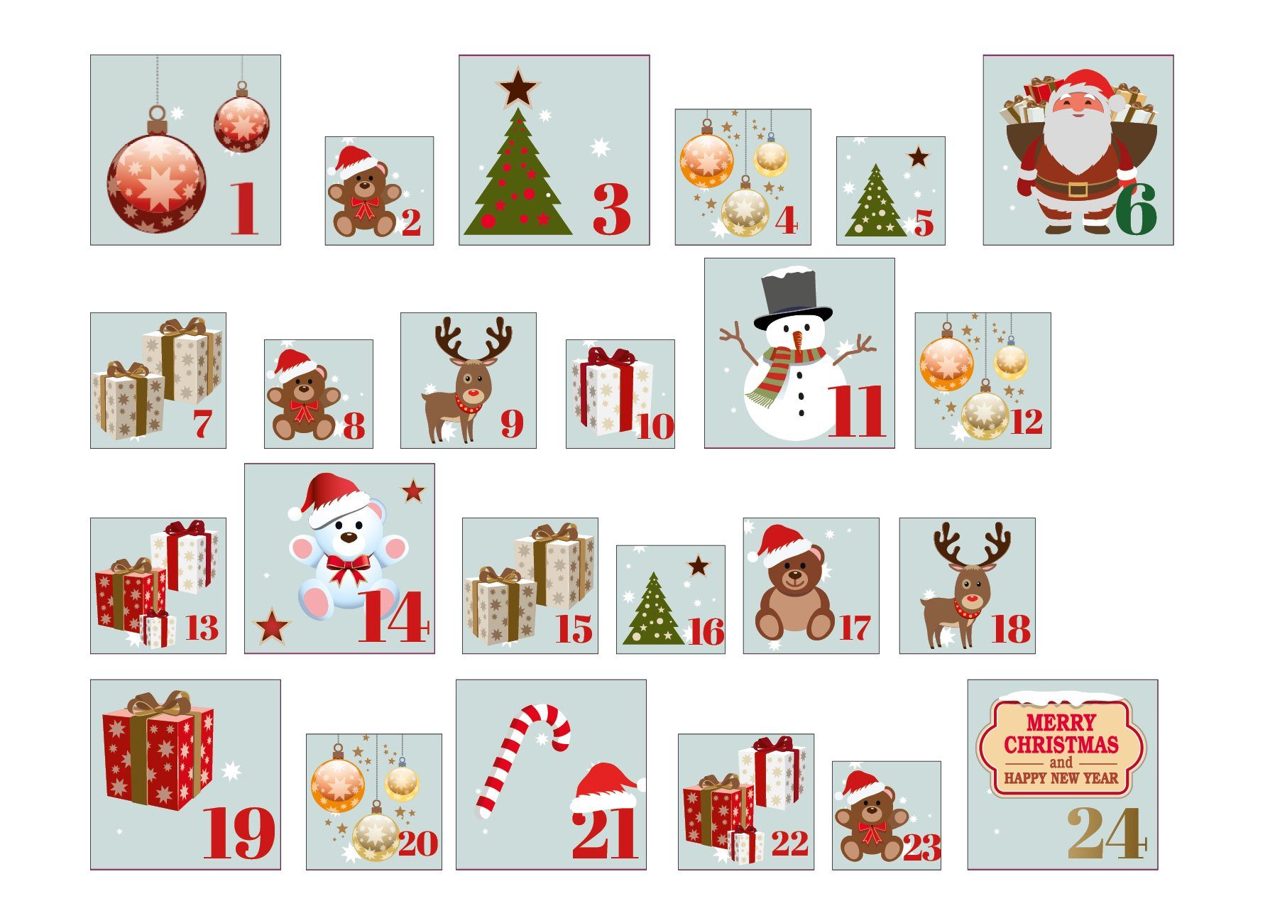 24 - Adventskalender zum Weihnachtsboxen befüllbarer Adventskalender, zum Befüllen Spetebo befüllen