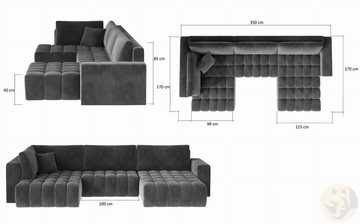 Friderik-EU Ecksofa BONITO Große ausziehbare gepolsterte Couch mit Bettkasten