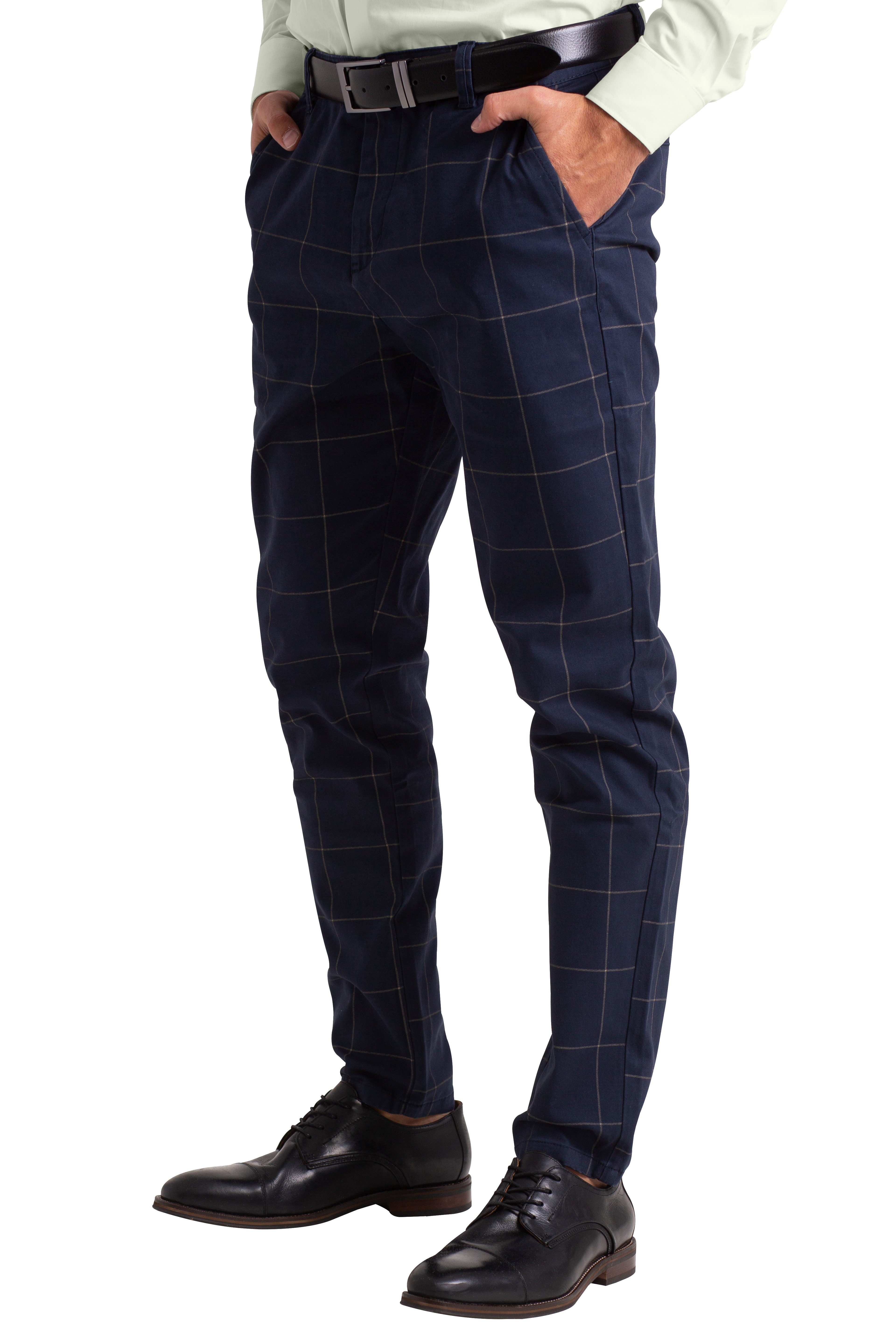BlauerHafen Chinohose Herren Formaler Check Hose Slim-Fit Vintage Office Bu günstig online kaufen