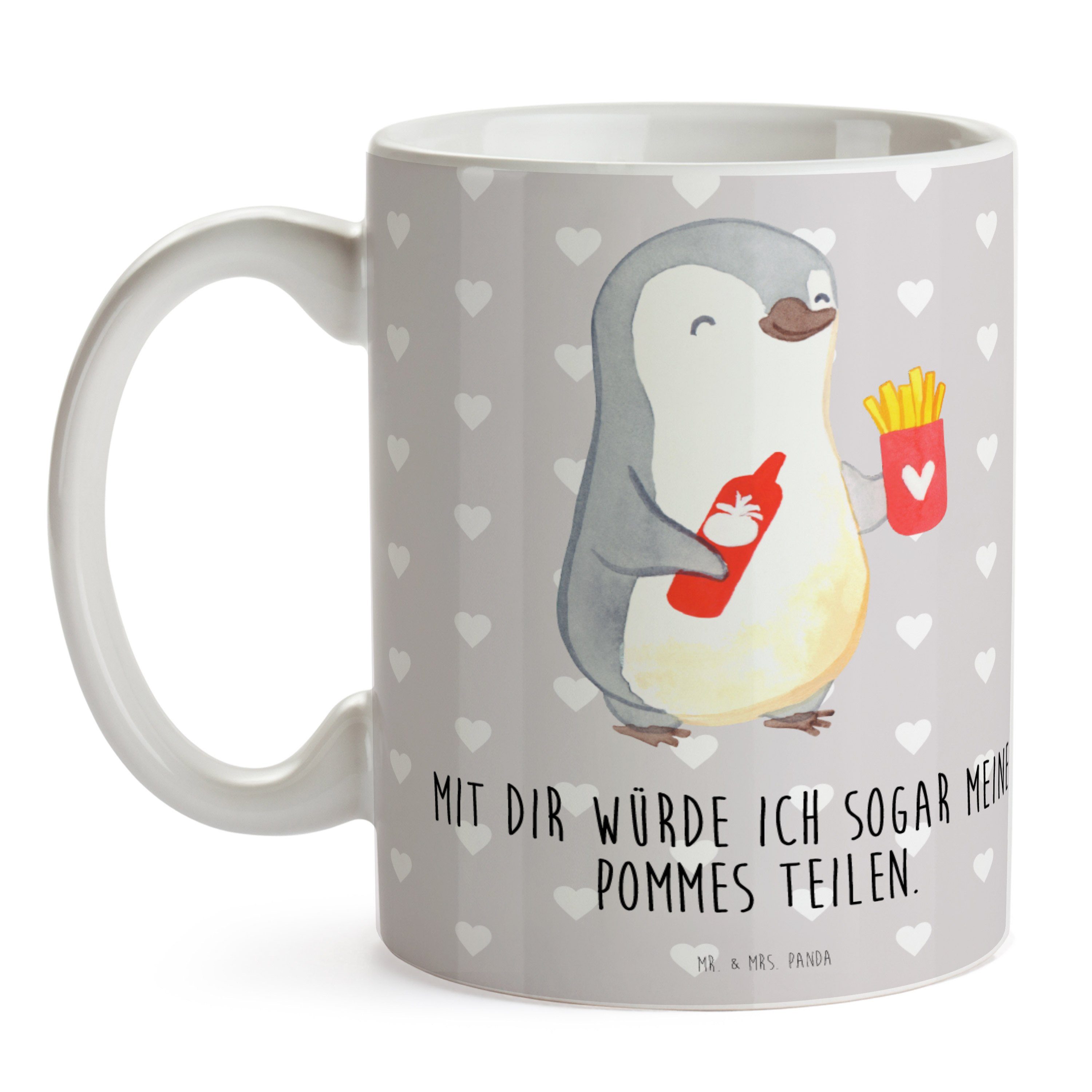 Mrs. Pommes Liebe, & Panda Mr. - Tasse Tasse, - Pinguin Grau Keramik Pastell Hochzeitstag, Geschenk,