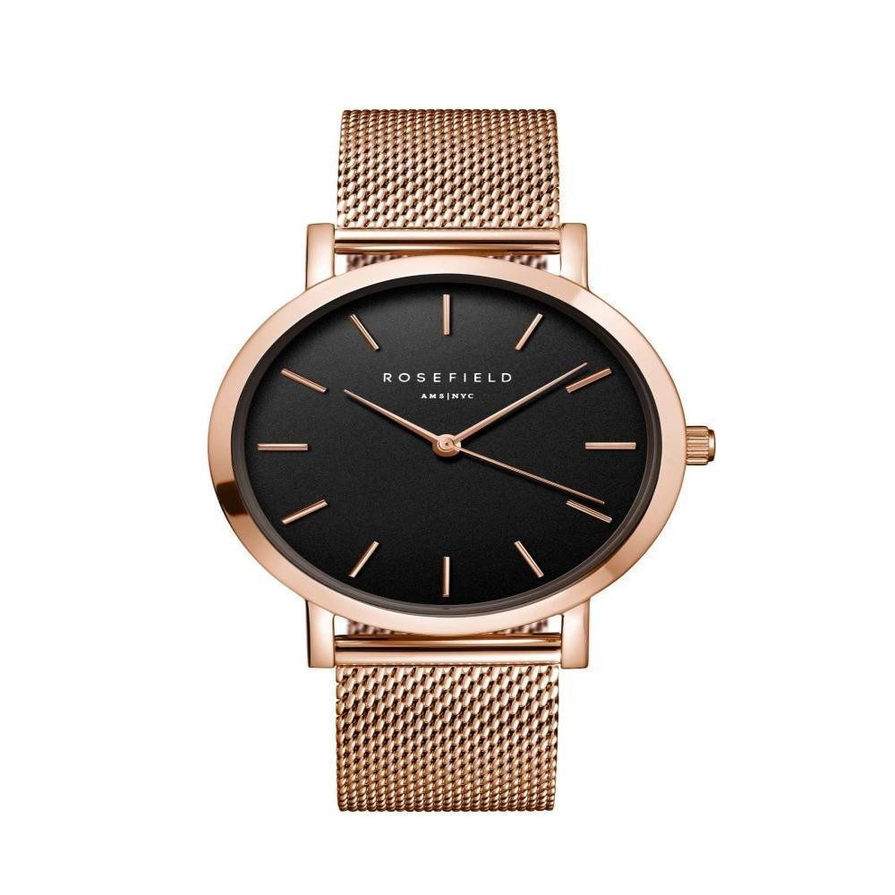Quarzuhr ROSEFIELD Damenuhr Mercer Schwarz Rosegold 38mm MBR-M45