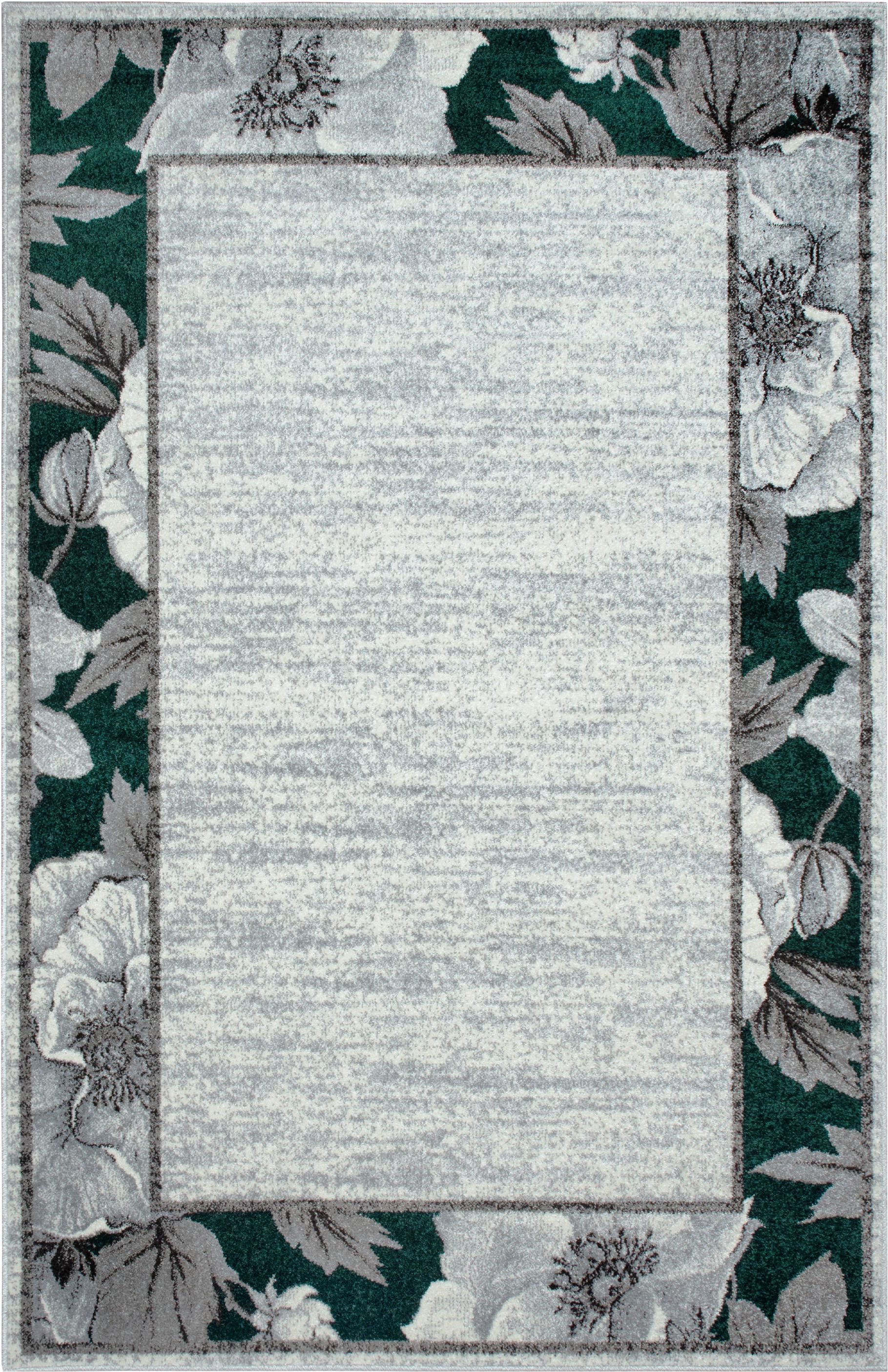 OTTO home Teppich Florent mit Rahmen, Blumen Design, rechteckig, Höhe: 9 mm, Floral, detailreiche Blüten, meliert, elegant, Wohnzimmer