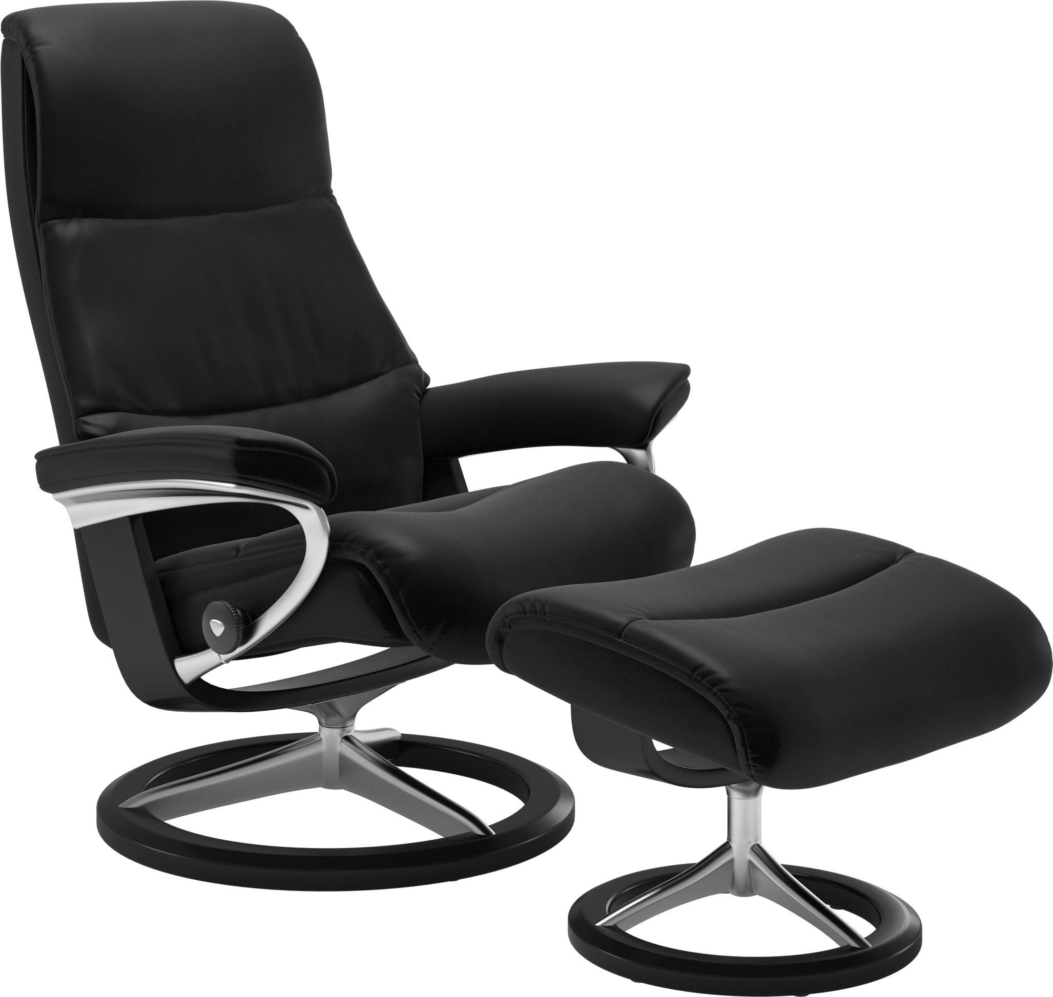 Stressless® Relaxsessel View Signature Größe mit mit Hocker), M,Gestell (Set, Schwarz Base, Relaxsessel