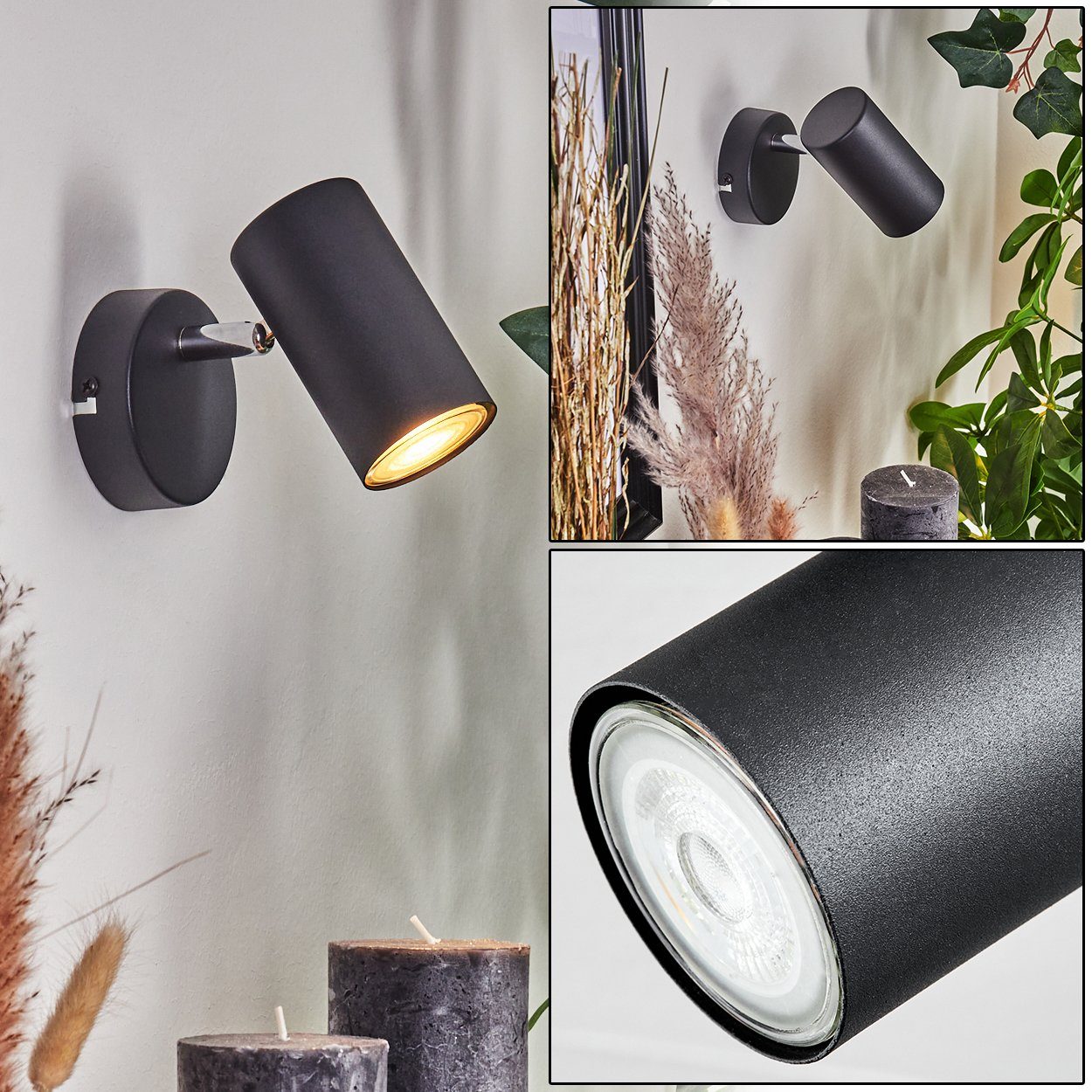 hofstein Deckenleuchte moderne Deckenlampe aus Metall in Schwarz/Chromfarben, ohne Leuchtmittel, Deckenleuchte mit verstellbarem Schirm, 1-flammig, 1 x GU10