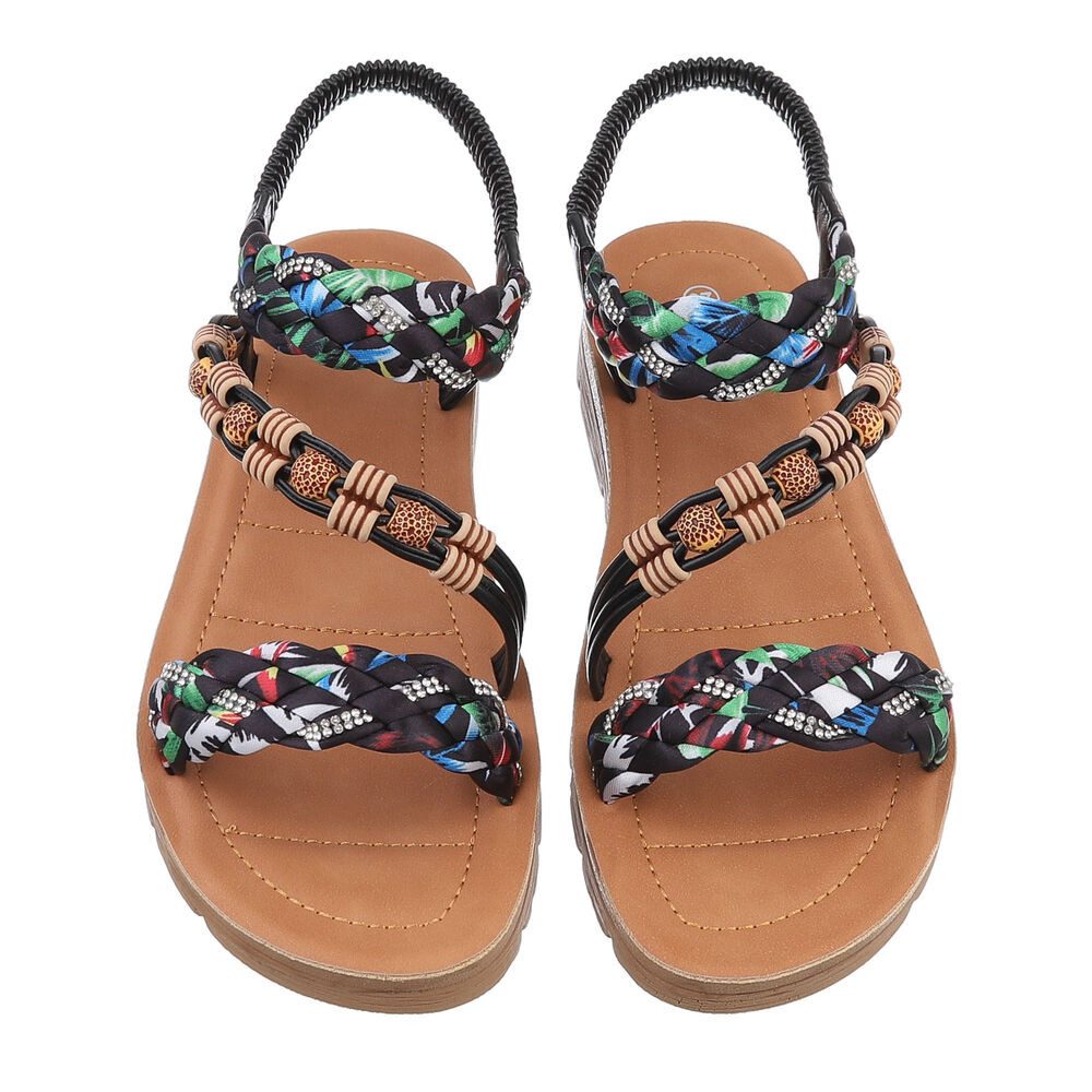 Ital-Design Damen Freizeit Riemchensandalette (86345148) Flach Riemchensandalen in Schwarz