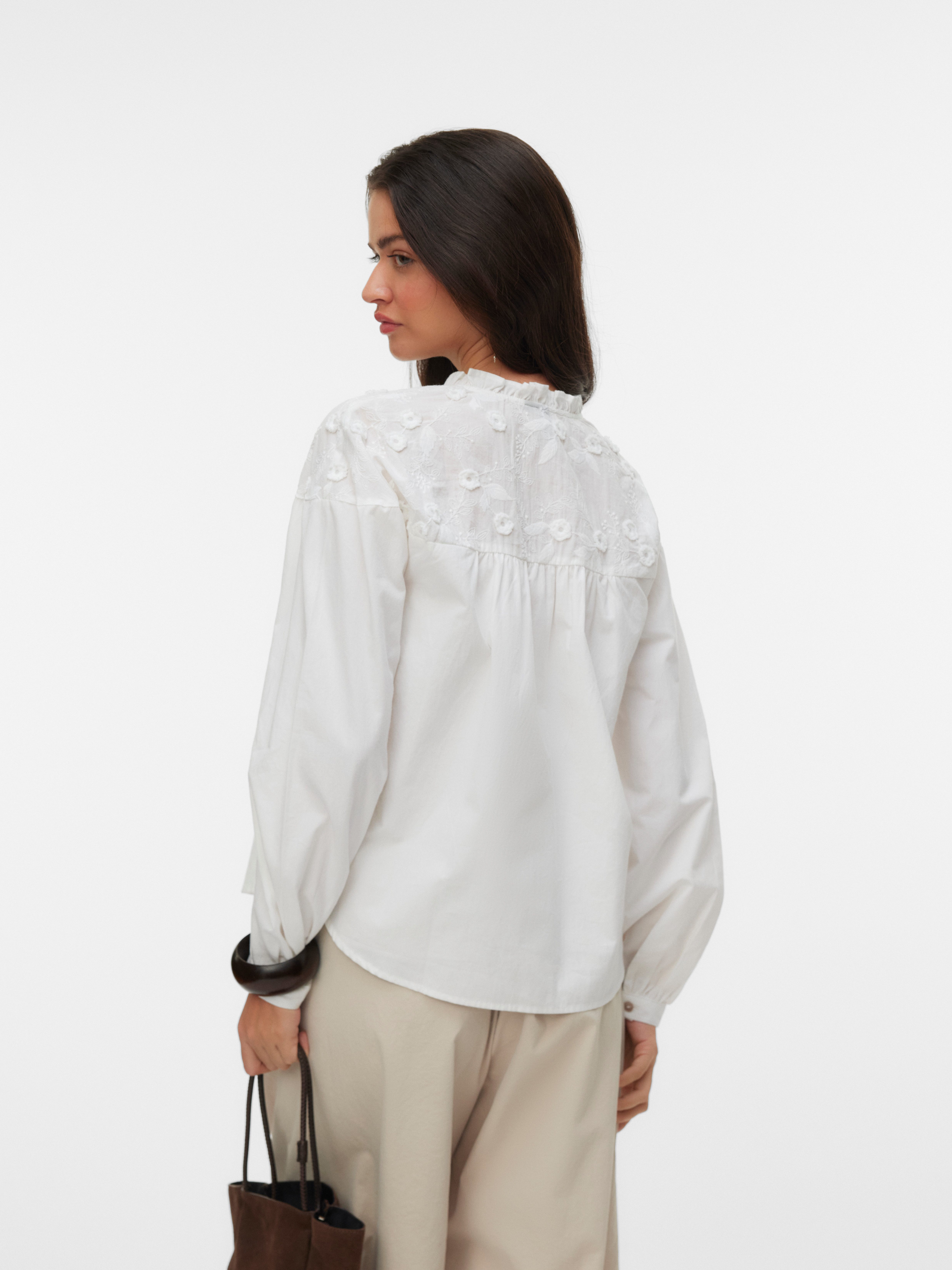 Vero Moda Langarmbluse VMTUESDAY L/S DETAIL TOP WVN Baumwolle