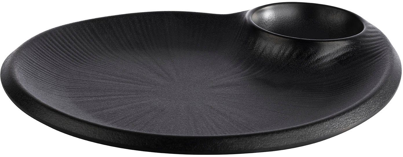 APS Servierschale NERO, Melamin, 24x20 cm, H:2,5 cm, mit integriertem Dipschälchen