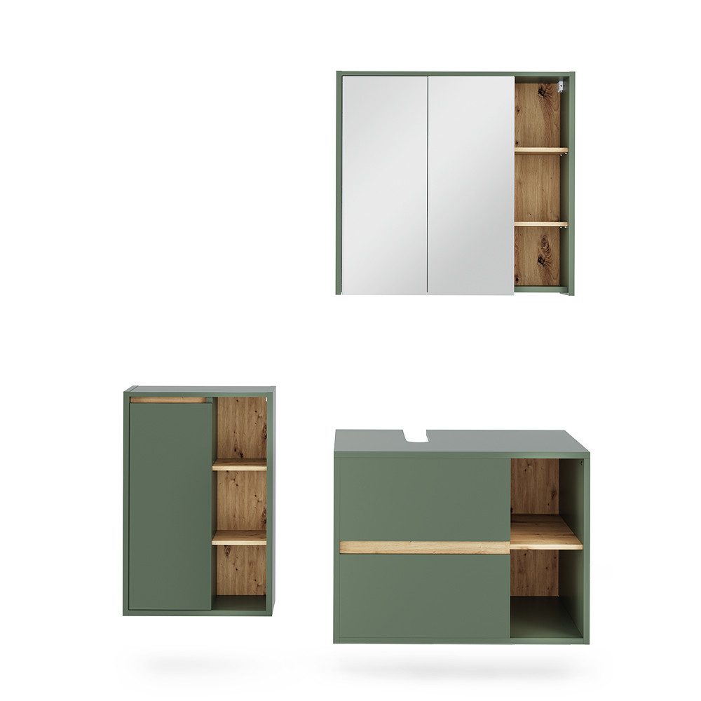 Vicco Badmöbel-Set Viola, Grün/Artisan, 3 Teile, günstig online kaufen