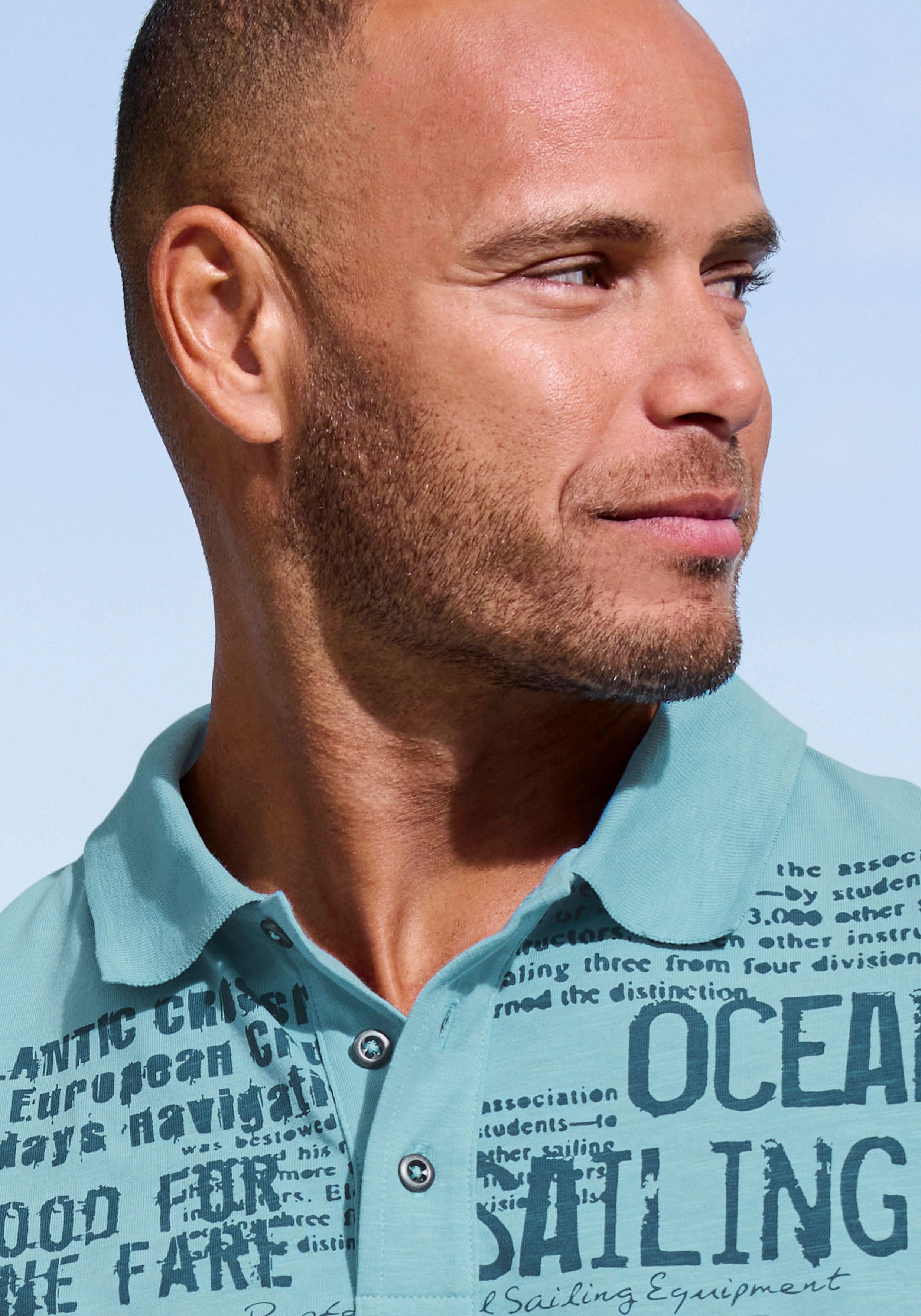 John Devin Poloshirt mit Print Regular-Fit, aus Slub-Qualität, mit Print