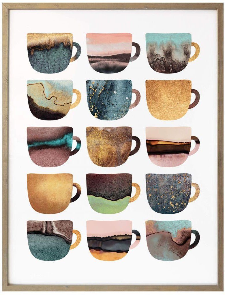 Wall-Art Poster Kaffeetassen Natur, Besteck & (1 St) Geschirr