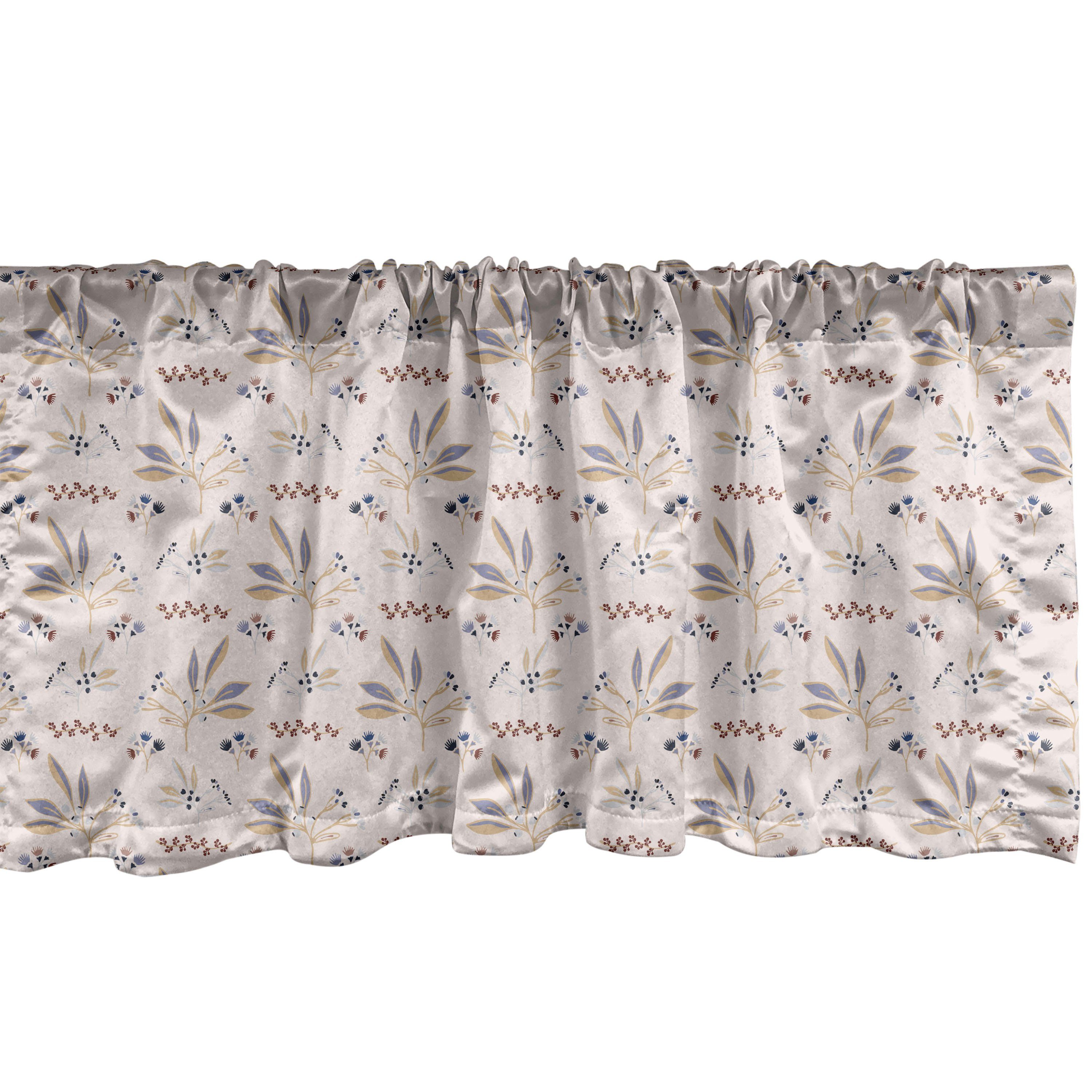 Scheibengardine Vorhang Volant für Küche Schlafzimmer Dekor mit Stangentasche, Abakuhaus, Microfaser, Botanisch Vintage Blätter Beeren
