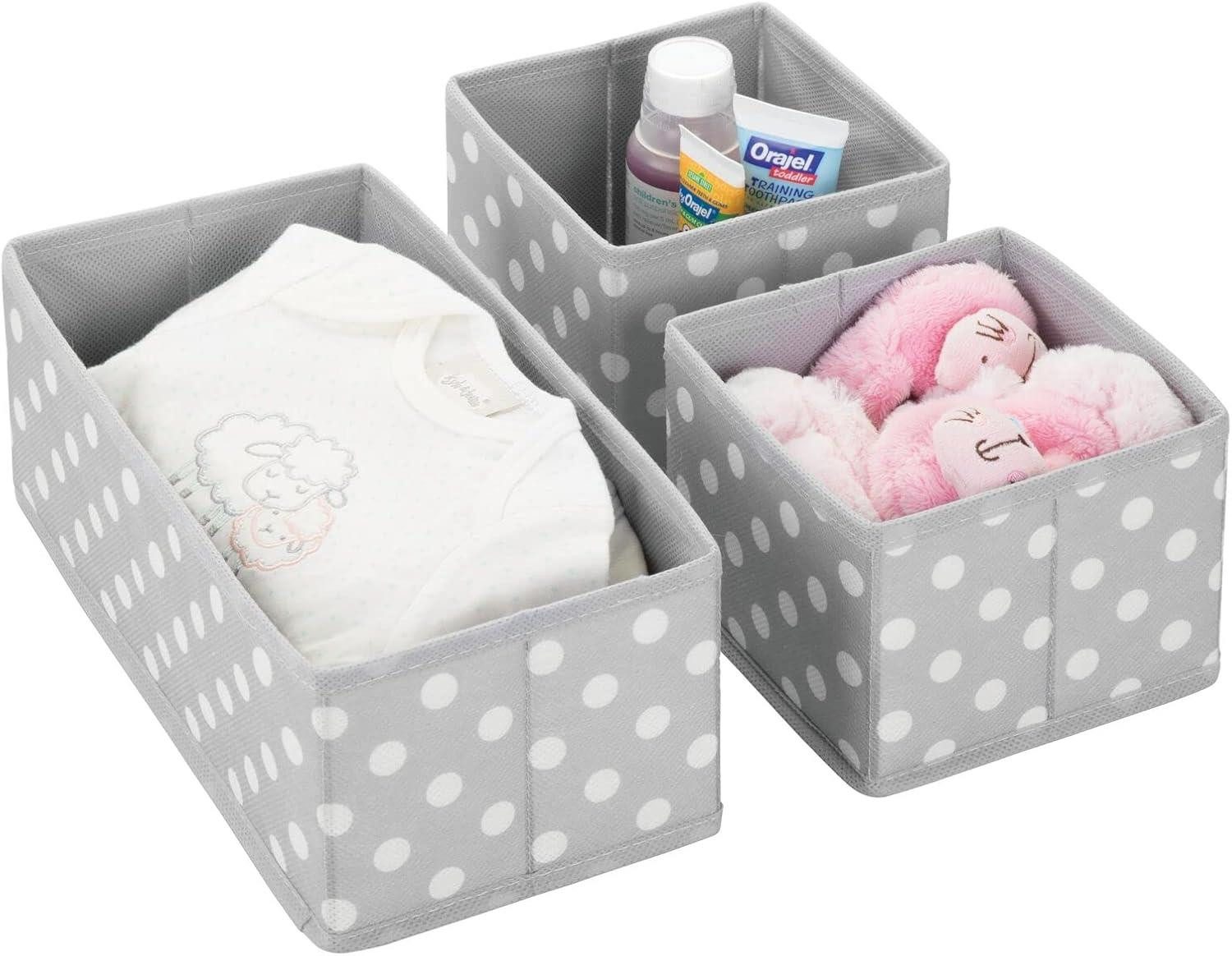 mDesign Aufbewahrungssystem Aufbewahrungsbox Stoffkisten Organizer mDesign 3er Set hellgrau/weiß