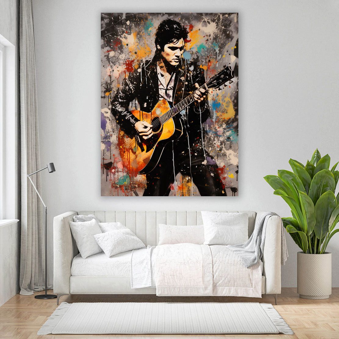 Artedinoi Leinwandbild Rockstar Gitarre Pop Art Musiker Wandbild Leinwandbild Kunstdruck XL D, Rockstar mit Gitarre