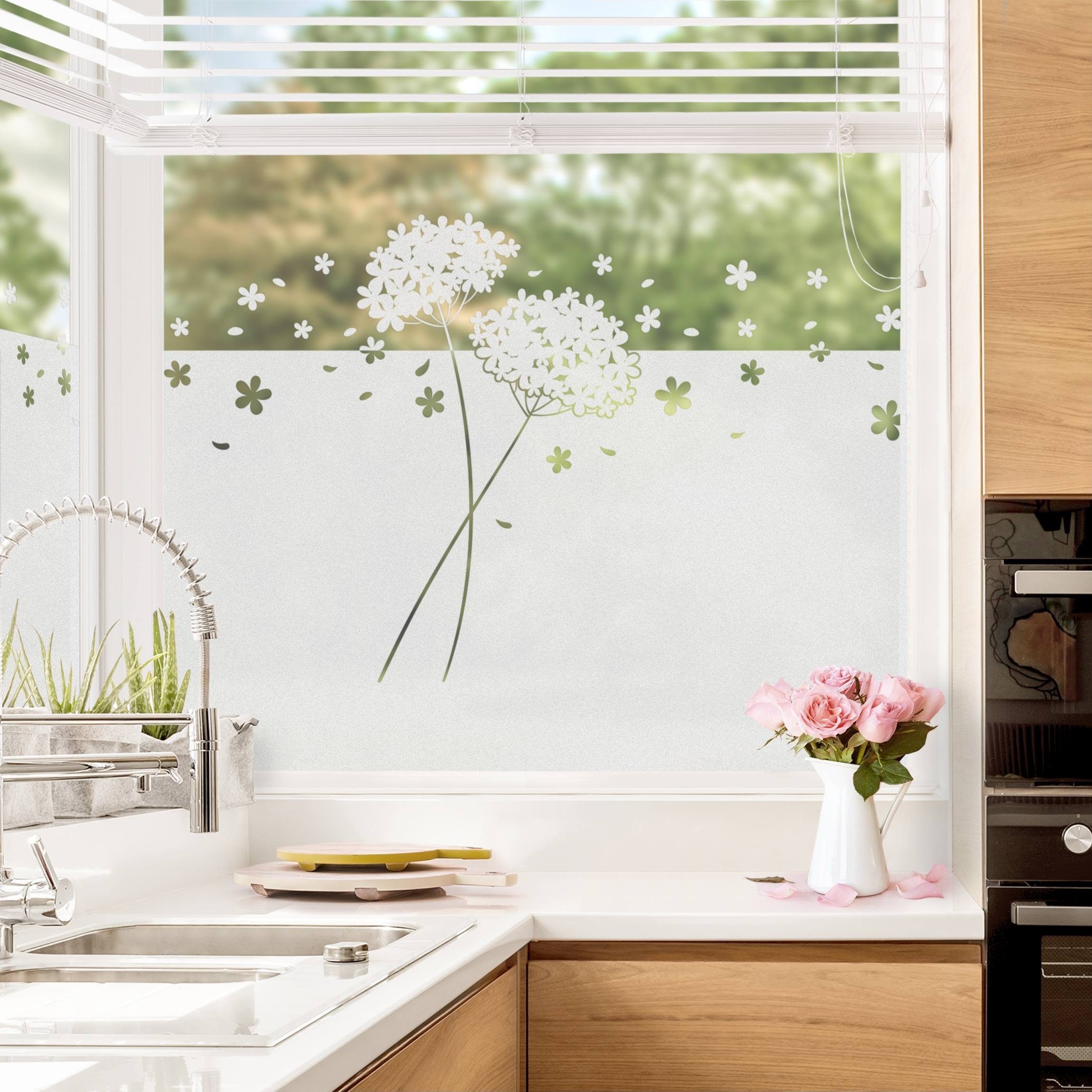 Bilderdepot24 Fensterfolie statisch haftend Motiv Fensterdeko Blüten Bordüre Blume, blickdicht, Innen Fenster Tür Balkontür Küche Badezimmer Wohnzimmer Schlafzi – Bild 4 von 5