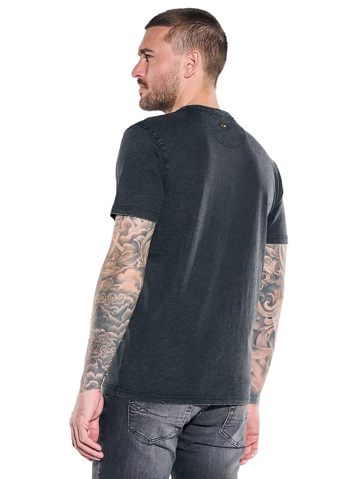 emilio adani T-Shirt Herren Henley T-Shirt, Anthrazit