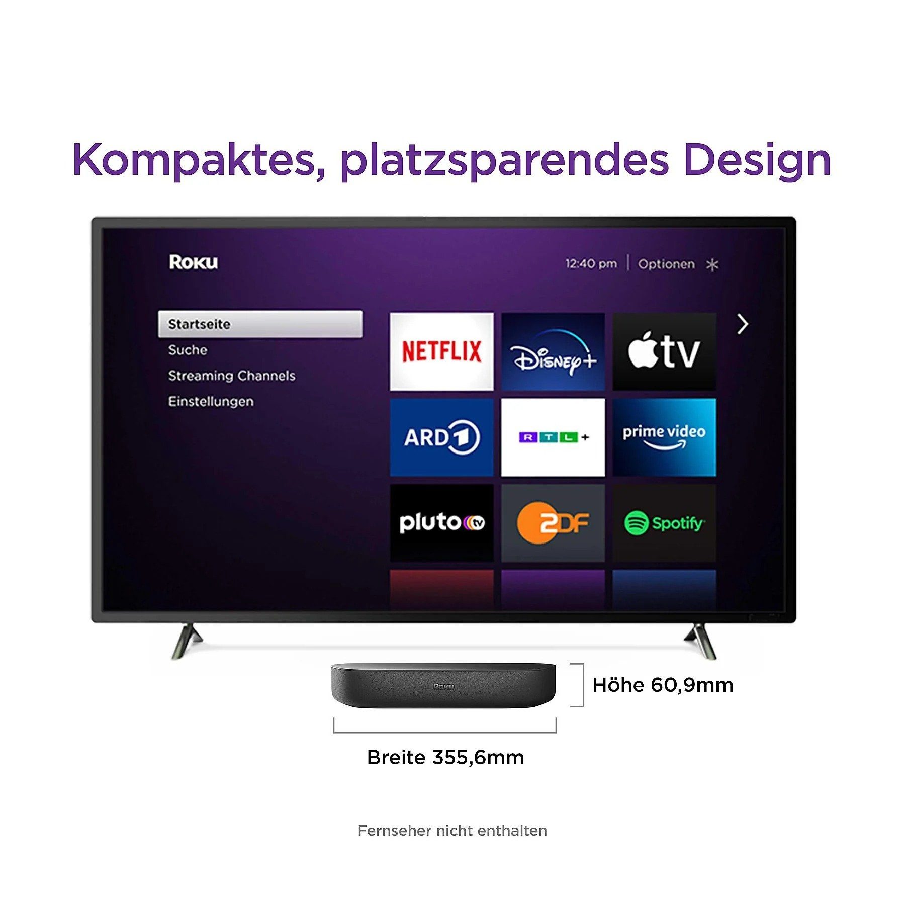 ROKU 4K HDR Streaming Media Player Soundbar (WLAN (WiFi), Bluetooth, Alexa, Siri, Google Home, Spotify, Netflix Ultra HD, Apple AirPlay)