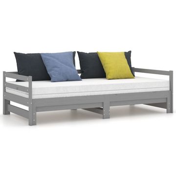 vidaXL Bett Tagesbett Ausziehbar Grau Kiefer Massivholz 2x(90x200) cm