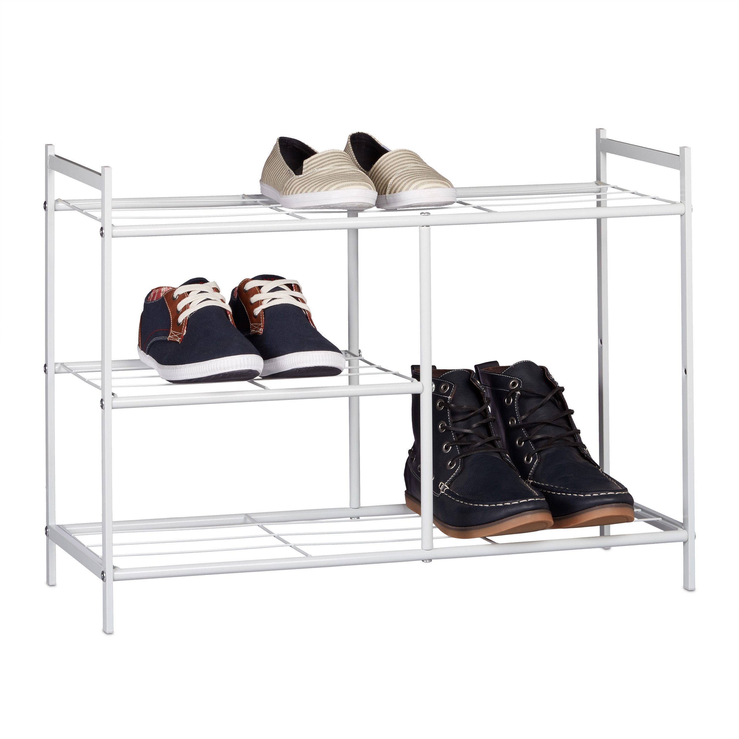 relaxdays Schuhregal SANDRA 3 Ebene, Weiß günstig online kaufen