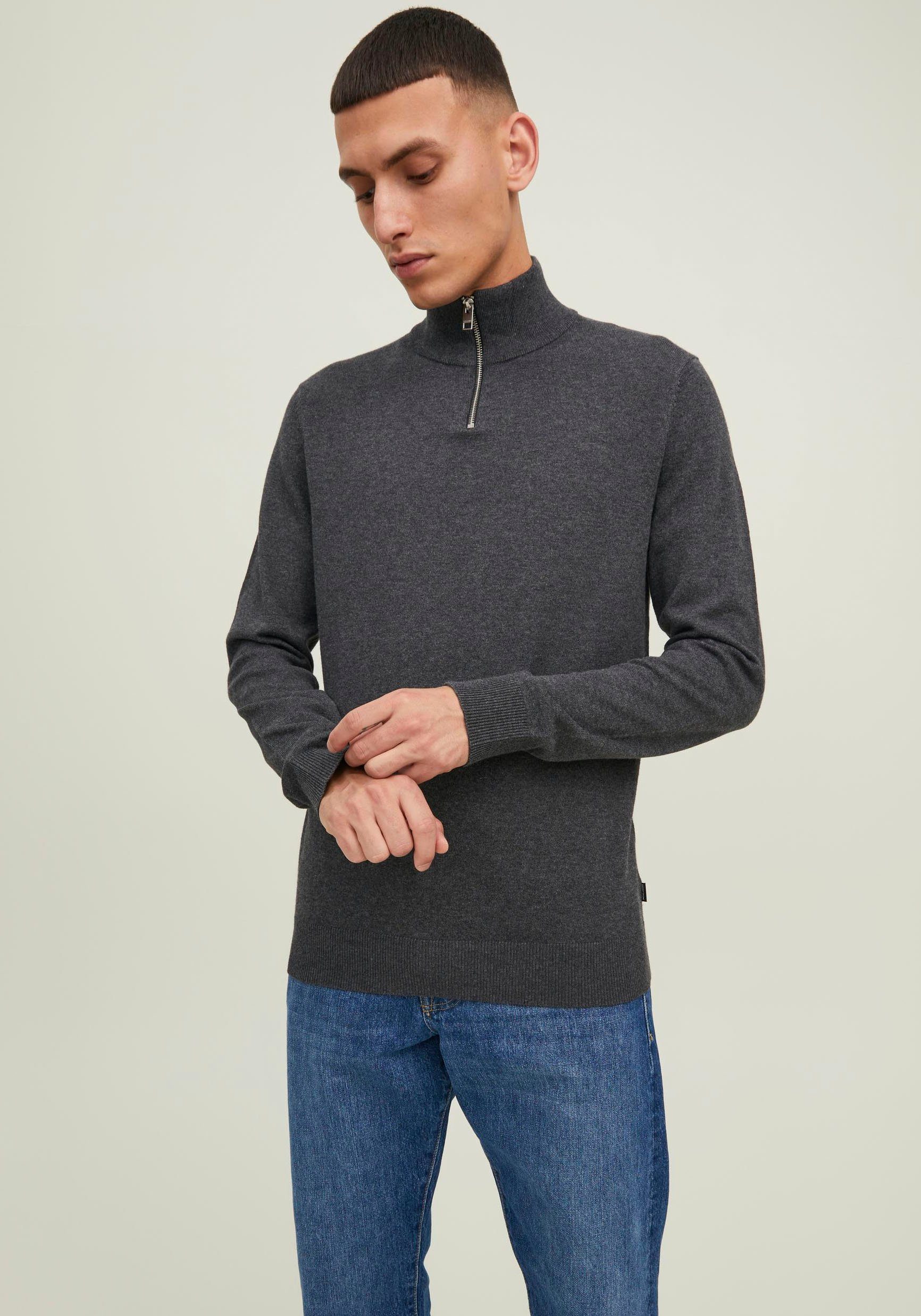 Jack & Jones Strickpullover EMIL KNIT HALF ZIP mit kurzem Reißverschluss im günstig online kaufen