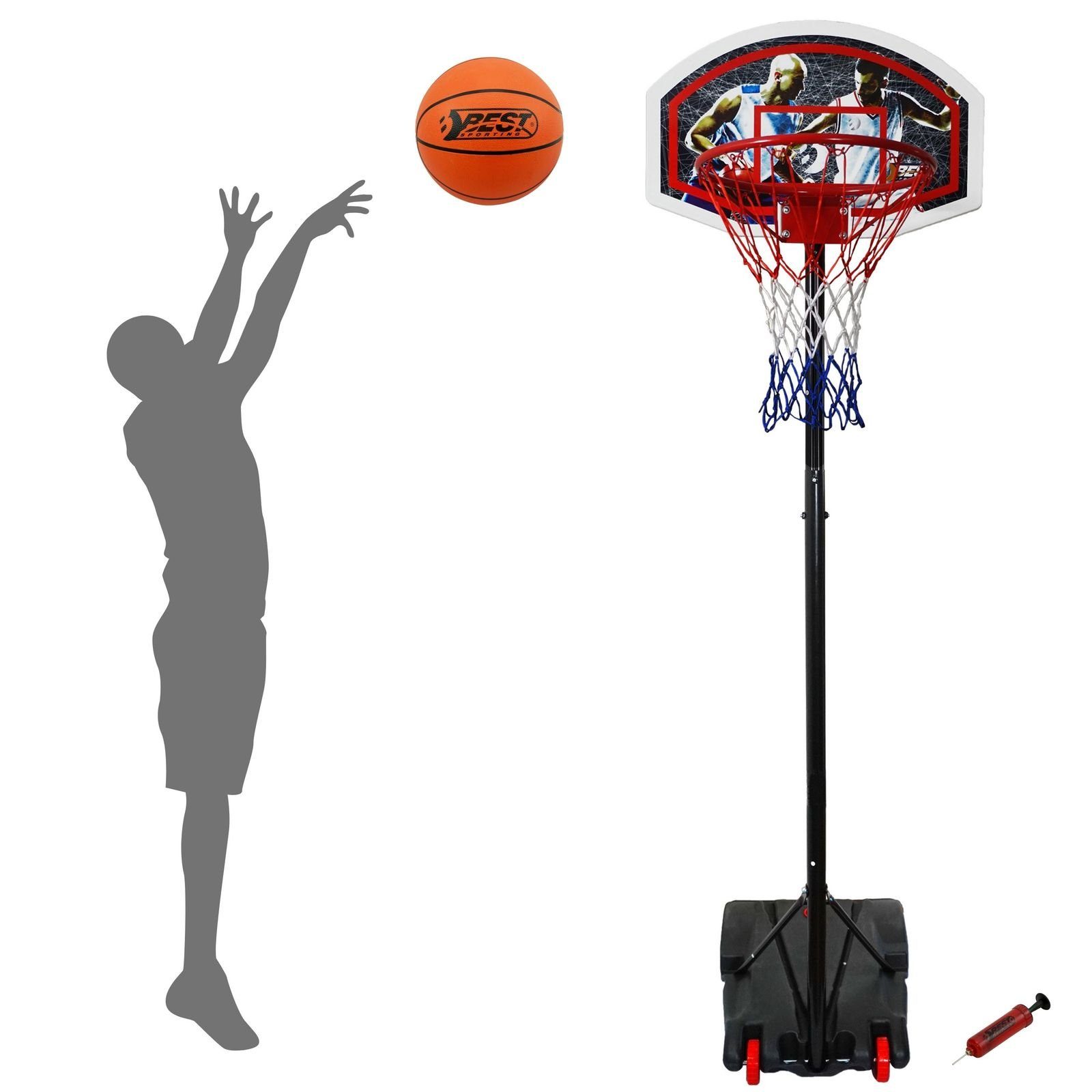 Basketballkorb Set Sporting 205cm und Basketballständer Best Einsteiger mit Ball Pumpe Basketballkorb Transportable 165cm Korbanlagen I Outdoor für bis I verstellbar Outdoor