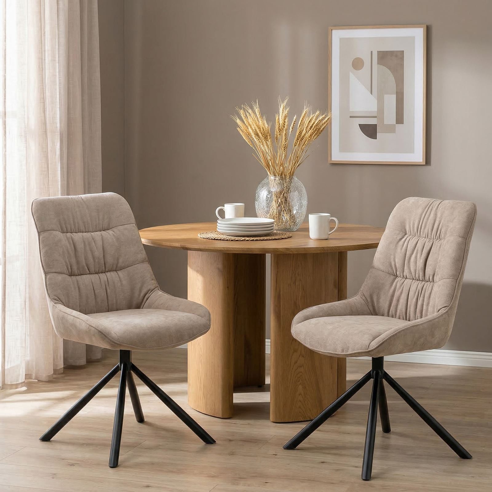 IDIMEX Esszimmerstuhl LIBRA (2 St), Polsterstühle 2er Set drehbar mit hohem Sitzkomfort Grau