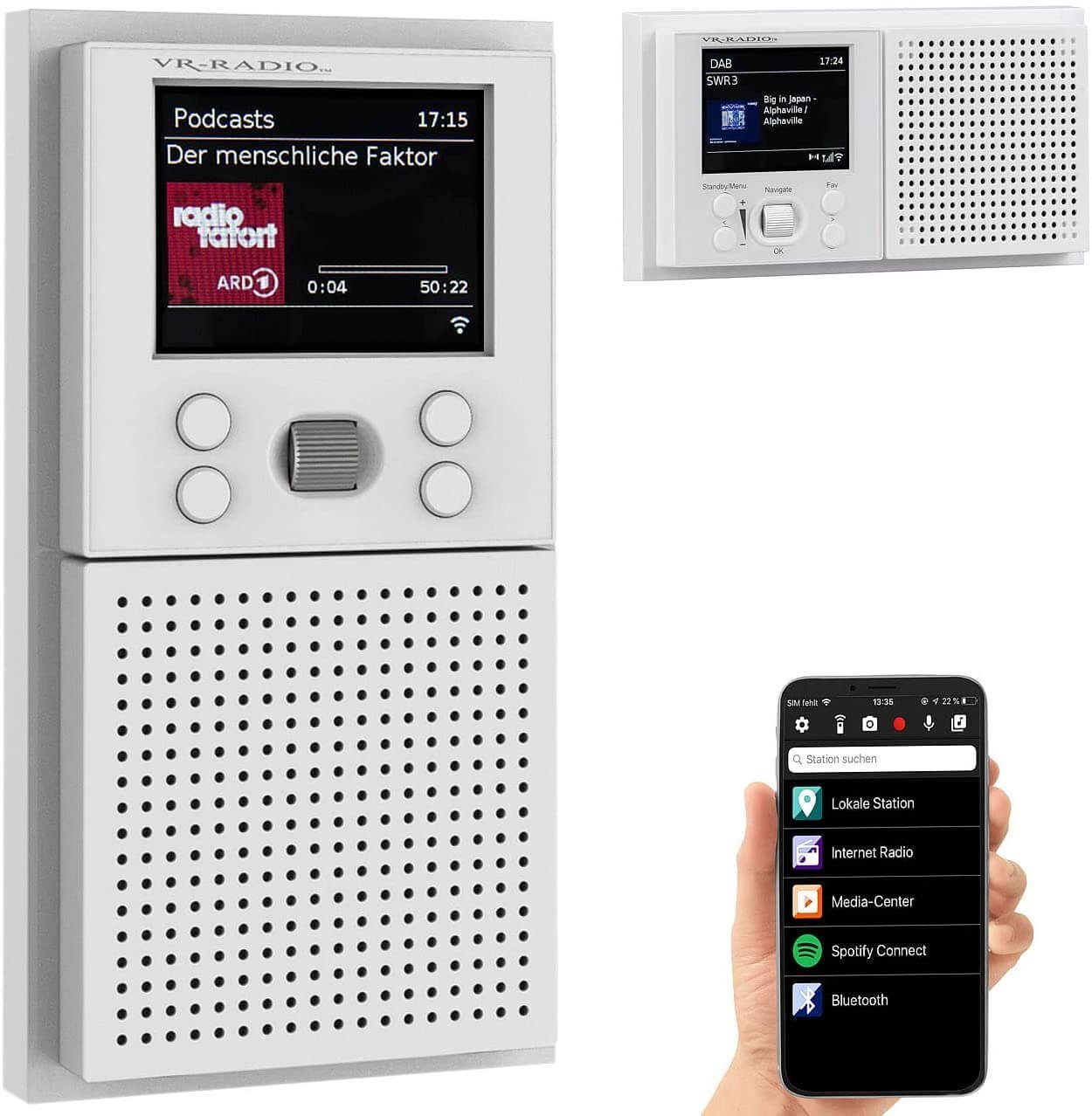 VR-Radio Unterputzradio Unterputz-WLAN-Internetradii Bluetooth & Farbdisplay Smart-Home-Zubehör, MP3-Streaming (UPnP) vom PC