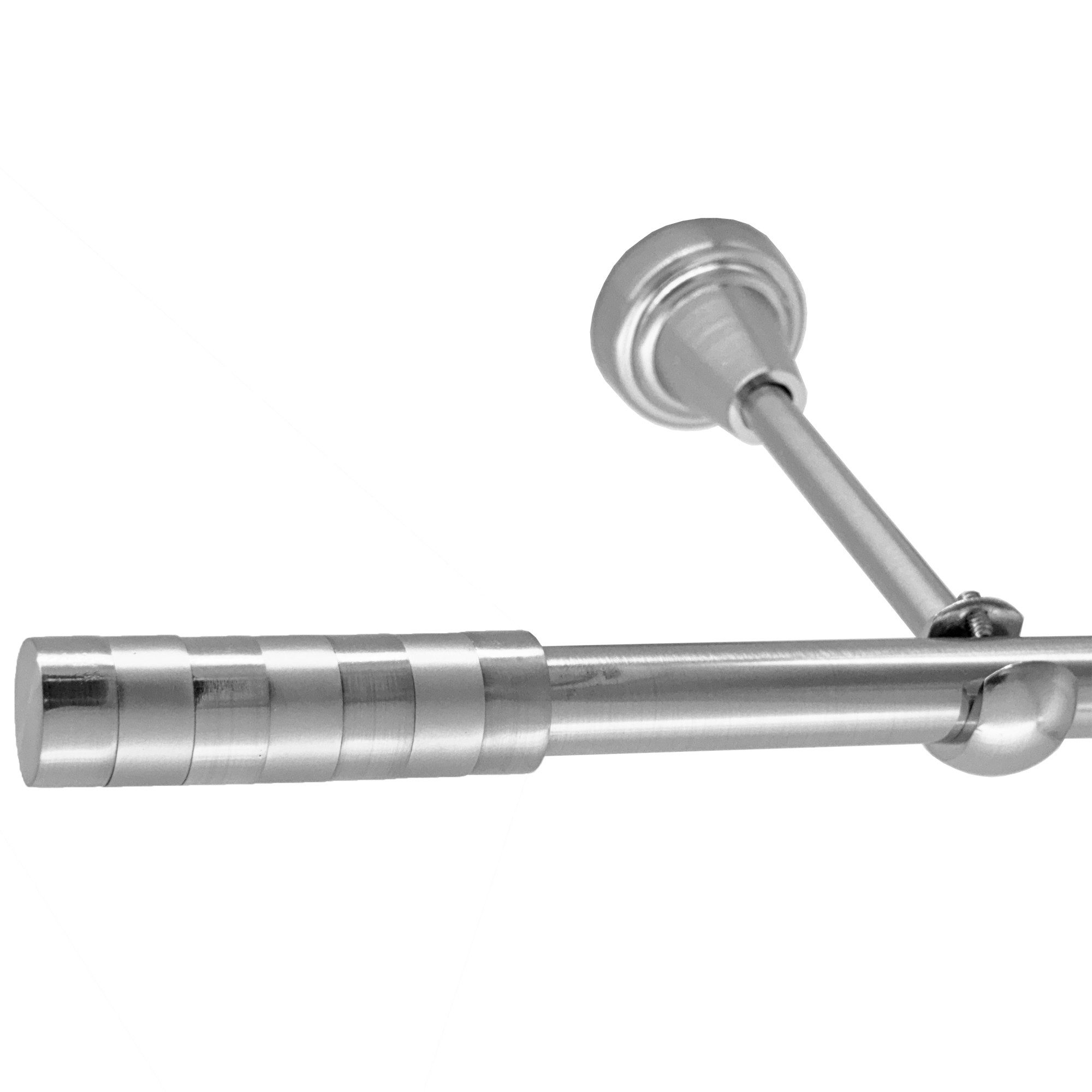BASIT Gardinenstange Rohr Edelstahloptik 16 mm mit Wandträgern 240 cm E12, Ø 16 mm, 1-läufig, verschraubt, Metall, H14 240 cm E12 Zylinder